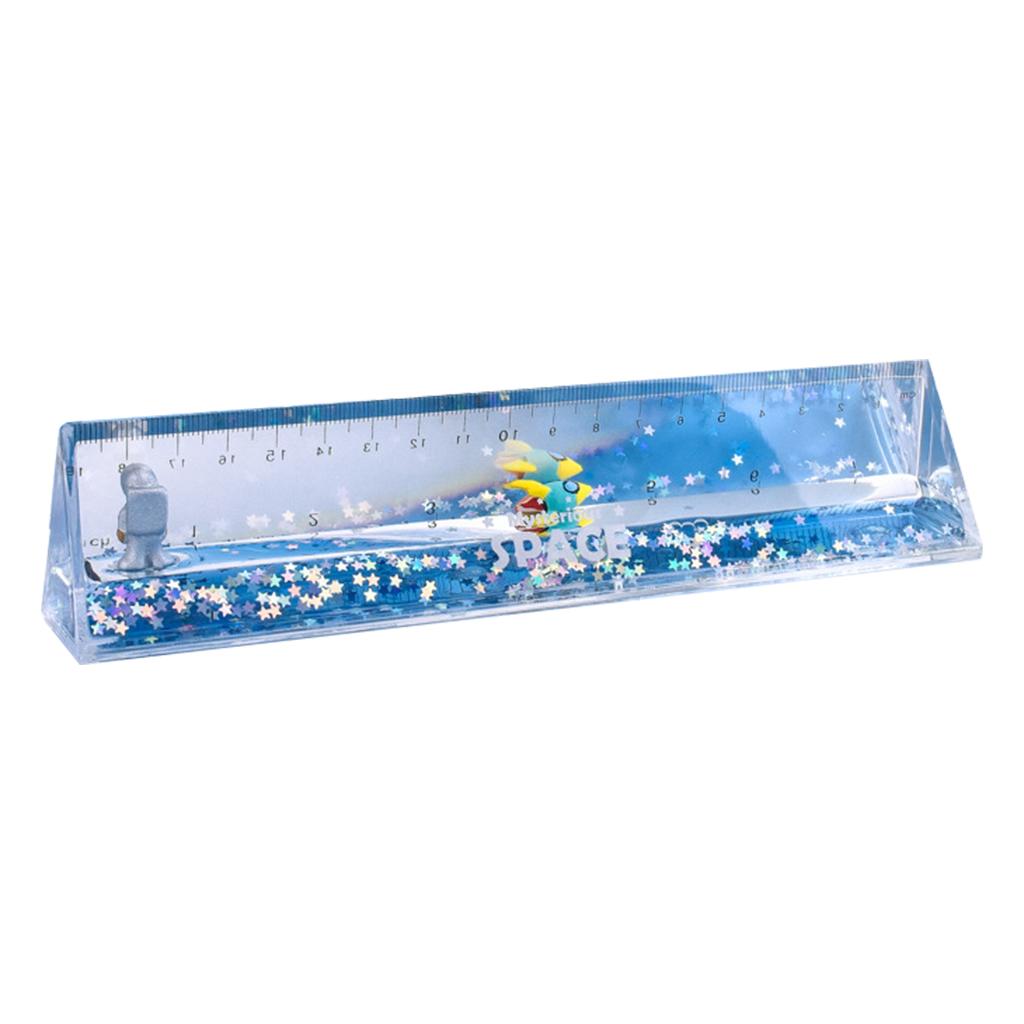 Acrylic Liquid Spaceman Pen Holder Home Office Classroom Decoration Ruler