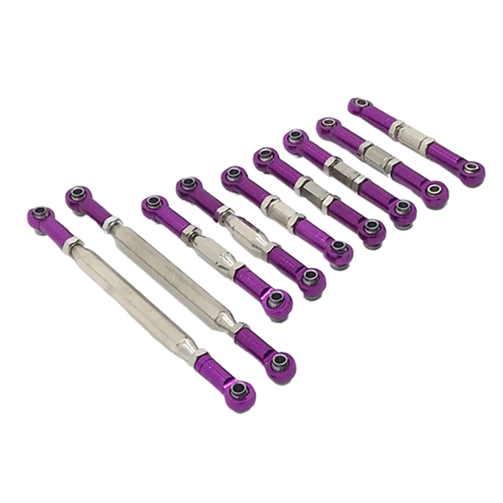 9pcs Steering Linkage Pull Rod For Wltoys 12428 FY-01 1/12 RC Car Purple