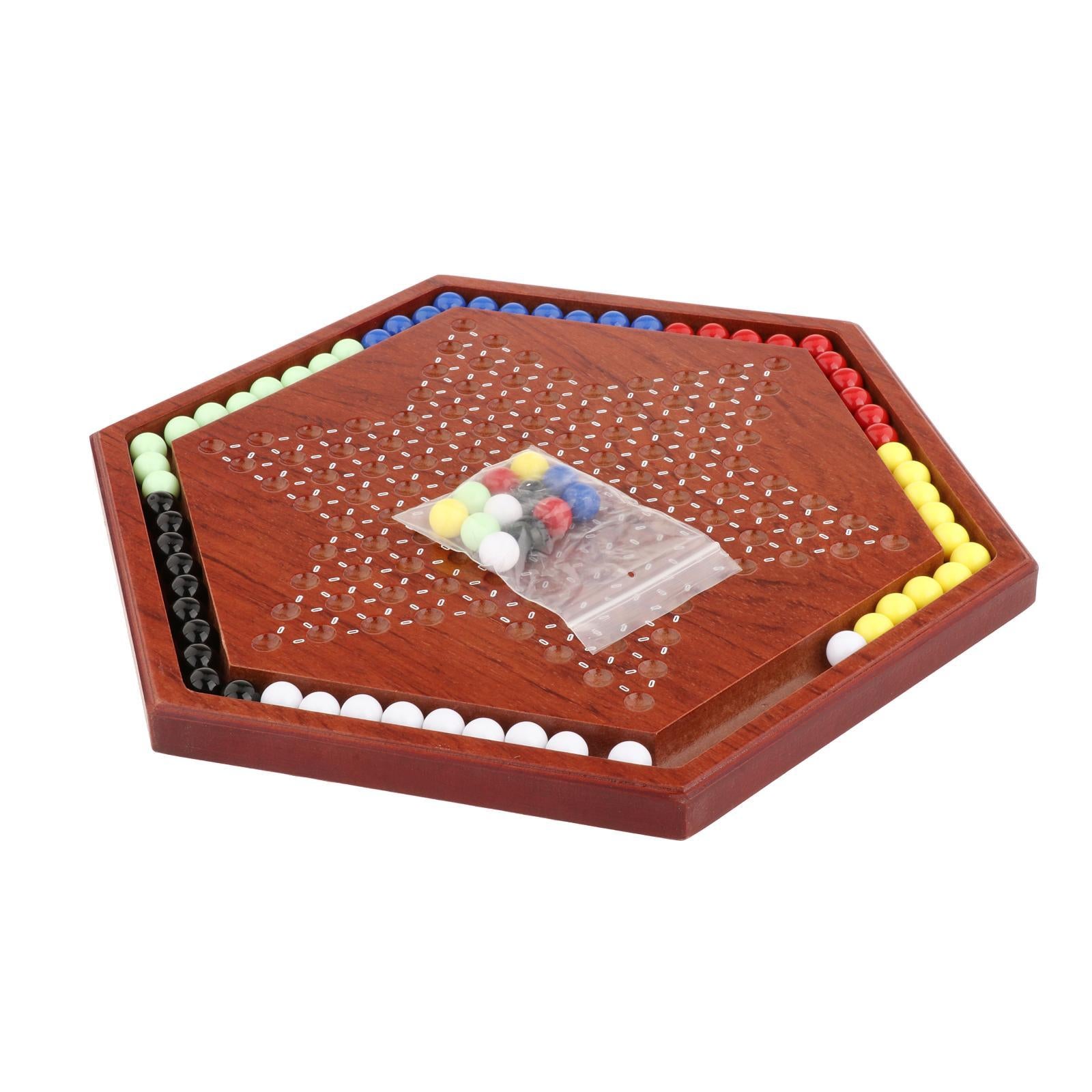 Chinese Checkers with 60pcs 6-Color Marbles Board Game Slot Acrylic Marble