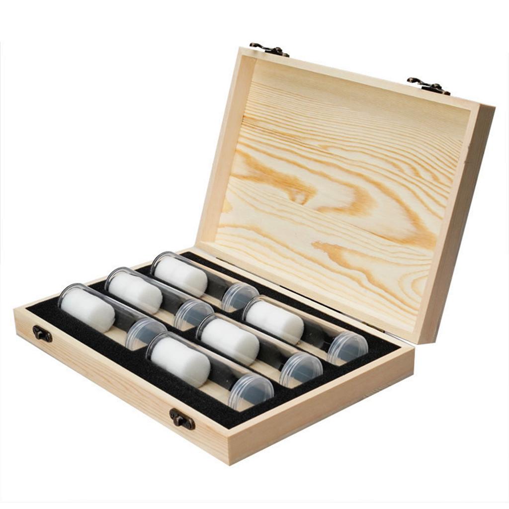 Coins Wooden Case Display Box Collection Coin Capsules Storage Holders