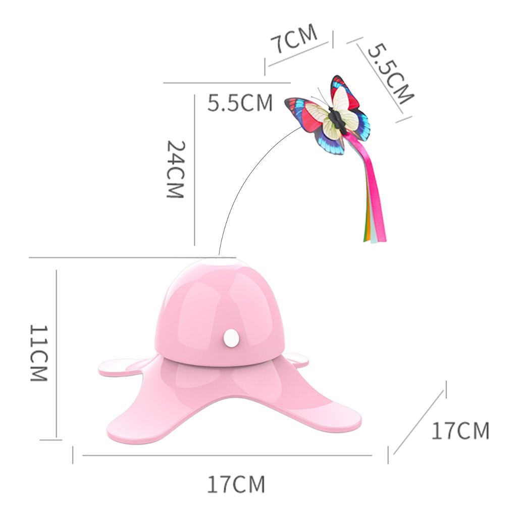 Automatic Electric Cat Toy Rotating Butterfly Kitten Toys Teaser Cat Stick Pink