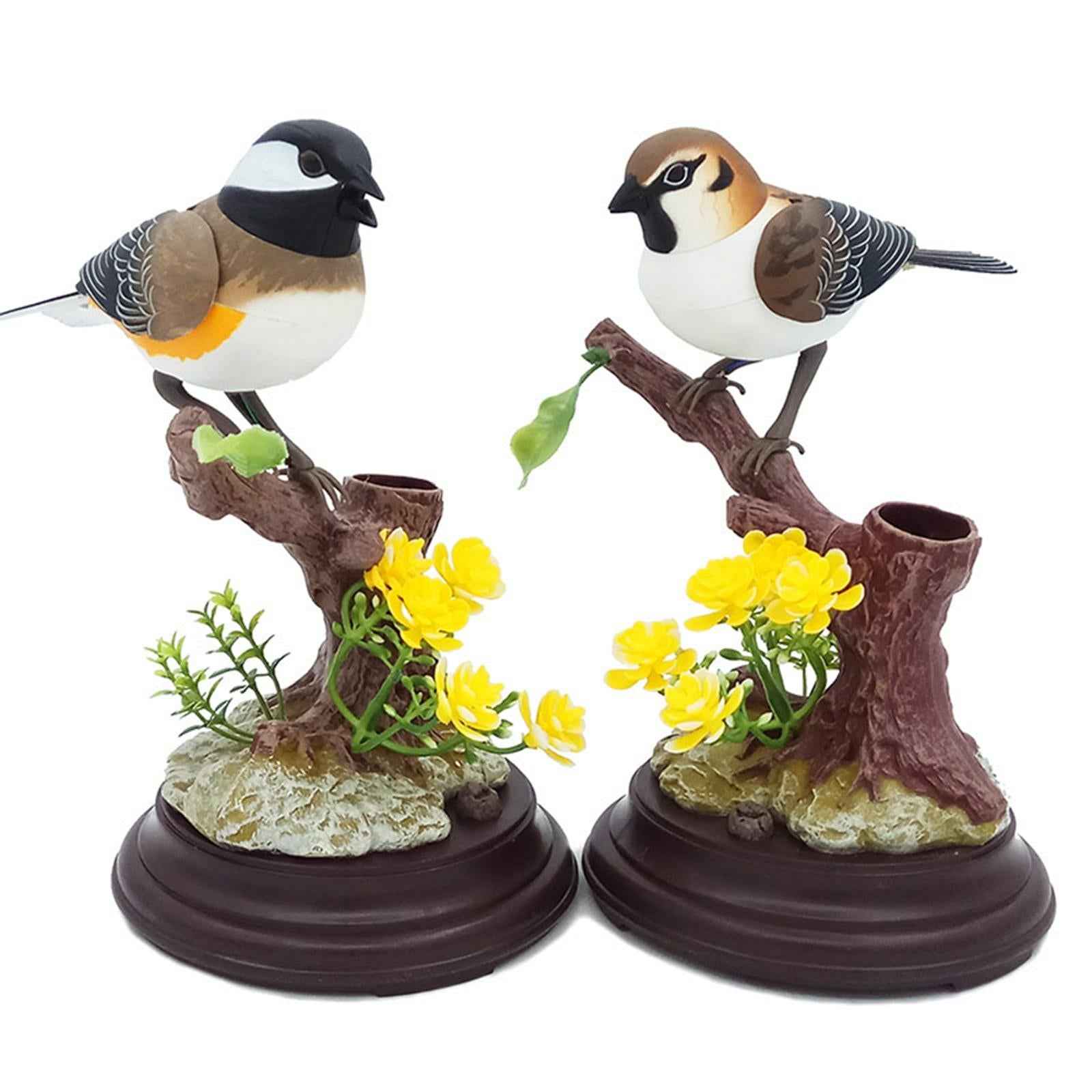 Simulation Birds Can Move Pen Holders Pets Chirp for Home Decoration Decor black