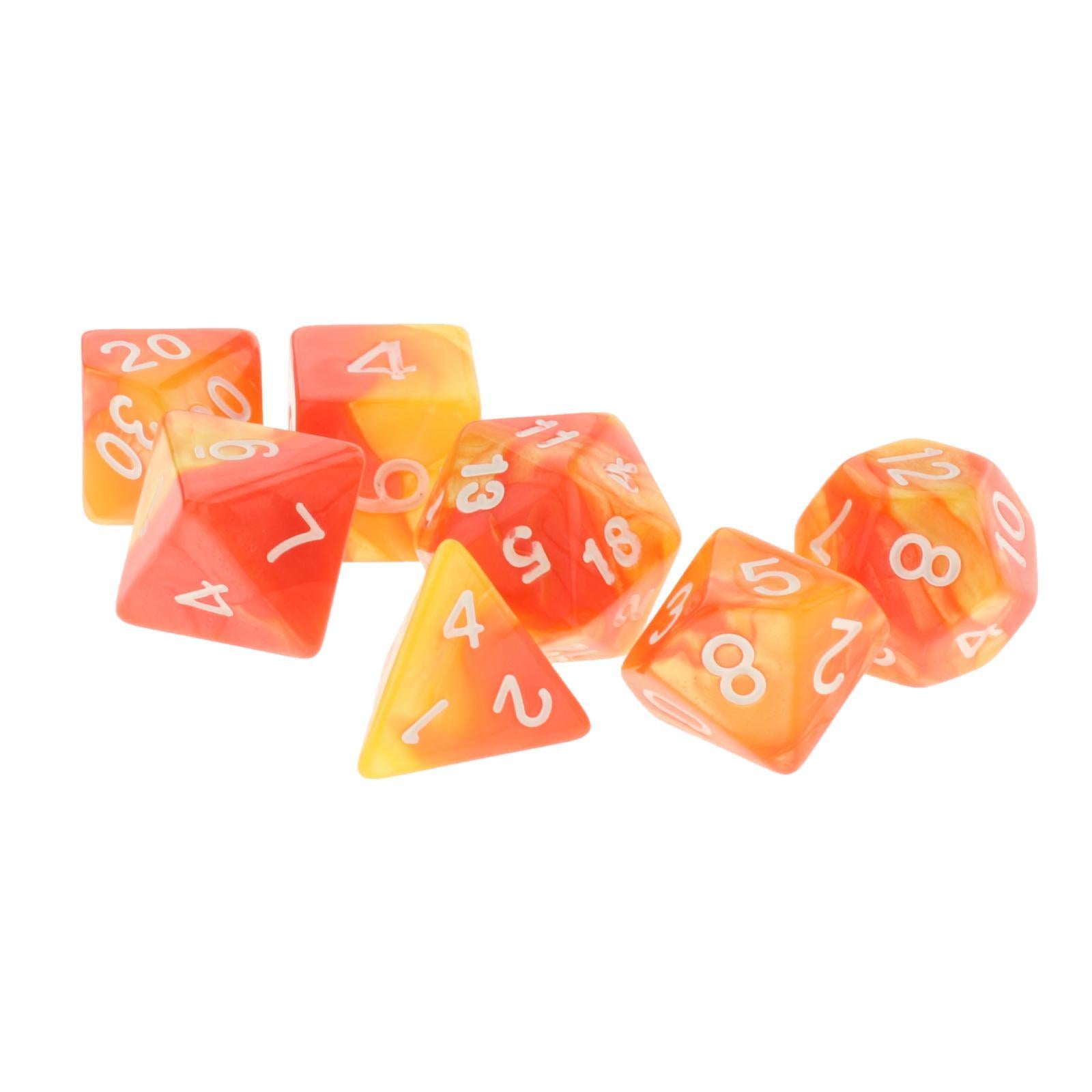 2x7Pcs Multi-sided Digital Dice D4 D6 D8 D10 D12 D20 for Table Game Toys Props Red Yellow