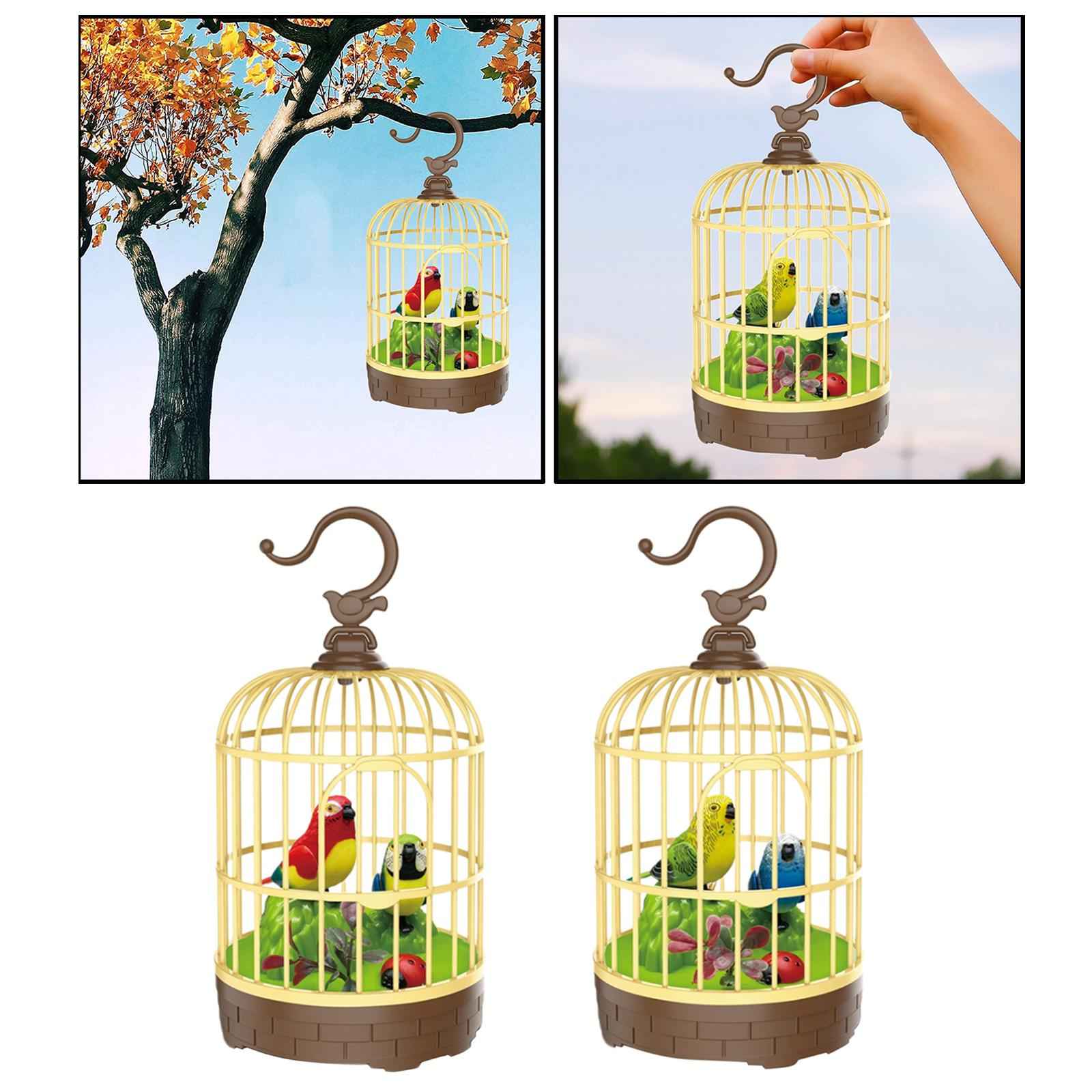 Singing Chirping Bird in Cage Realistic Sound Activated Chirp Red and Blue