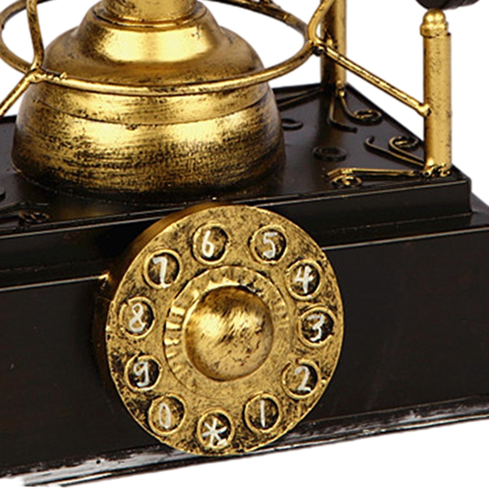 Antique Telephone Model Old Fashioned Telephone Desk Decor Silver and Gold