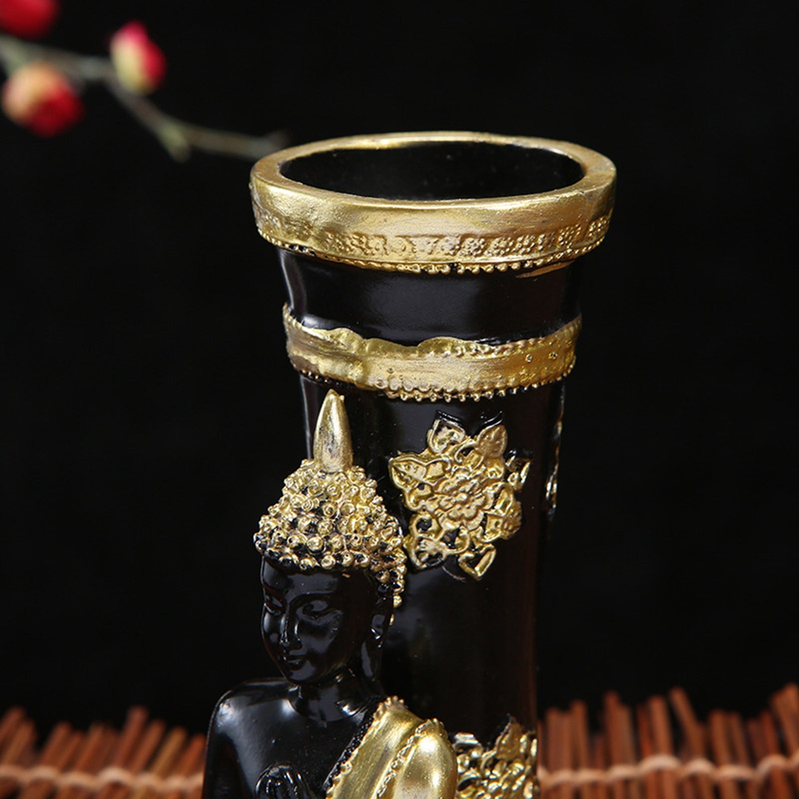 Buddha Sculpture Arts Miniature Gift Decoration Meditation Crafts for Garden Cylindrical back