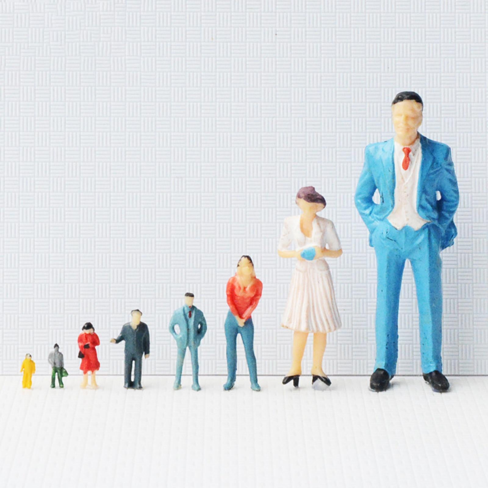 4xHand Painted Figures Assorted Poses Sand Table Tiny Scenery Decorative 100pcs 150th