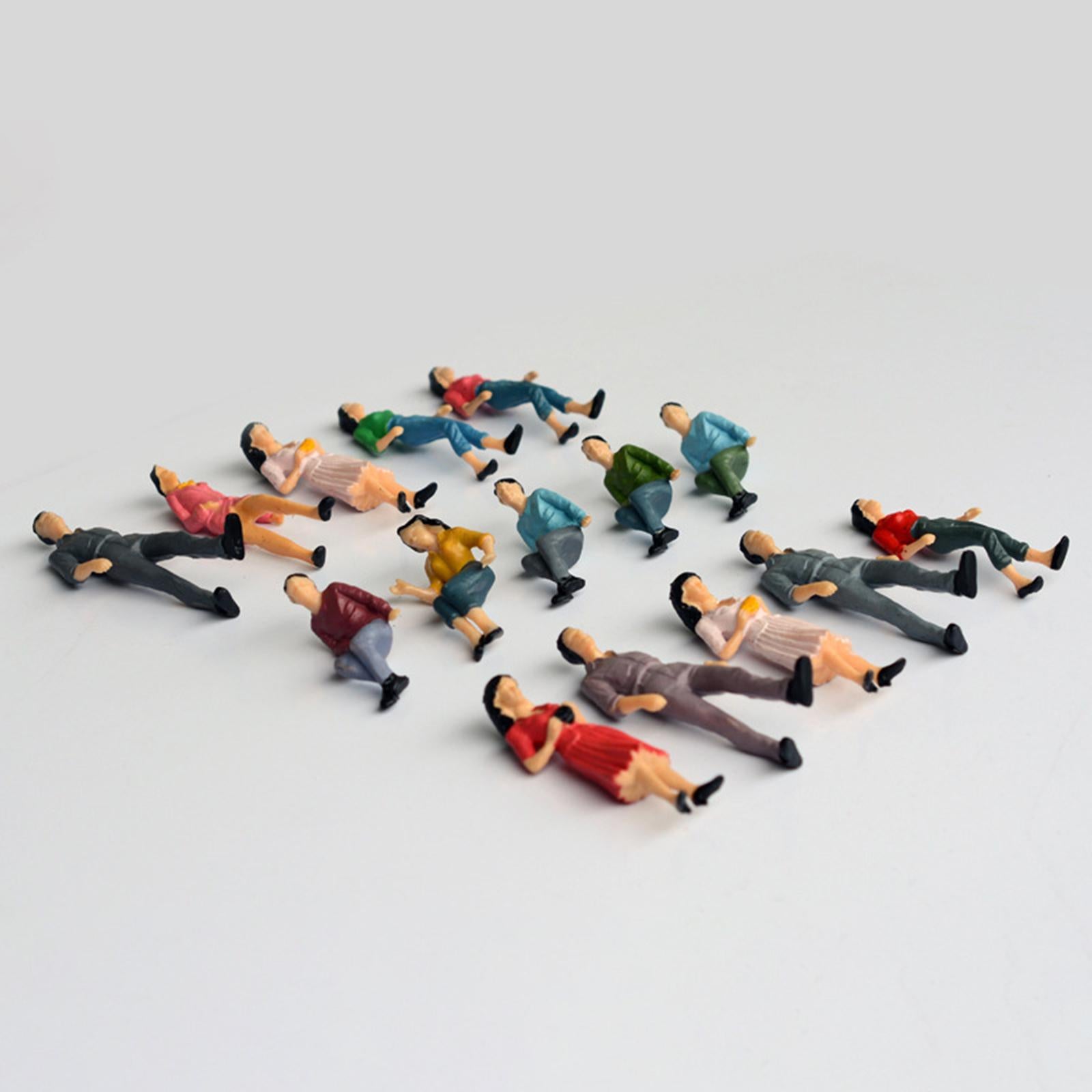 3xHand Painted Figures Assorted Poses Sand Table Tiny Scenery Decorative 100pcs 150th