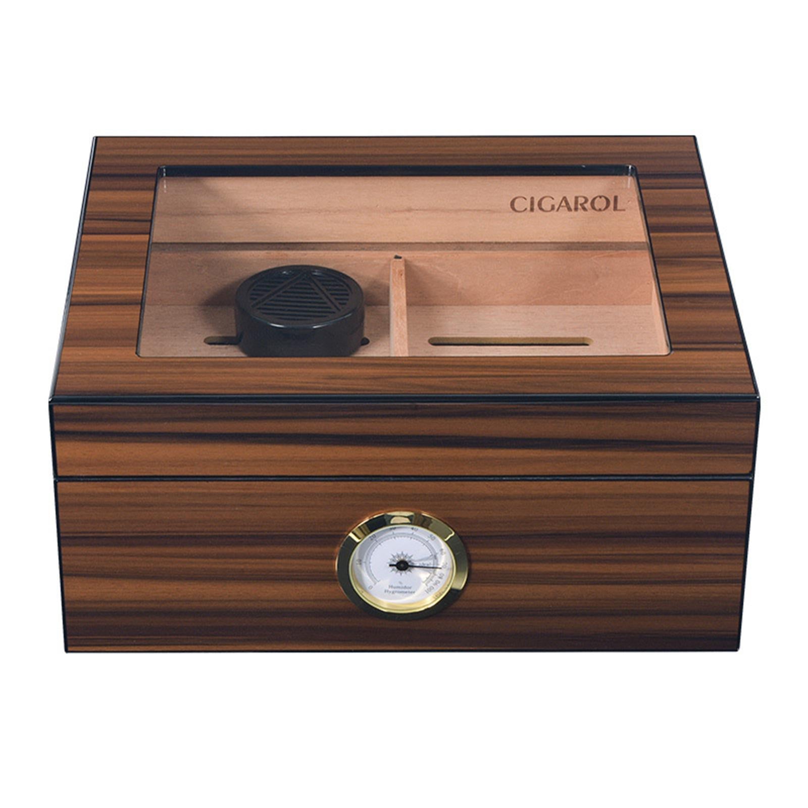 Cigar Box Humidor Humidifier Hygrometer Cedar Wood Case Travel Storage Box