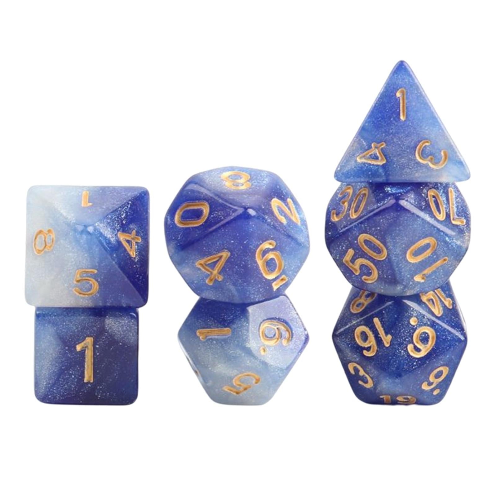 2x7x Polyhedral Dice Party Game Dice Game for DND Table Game Star Dark Blue