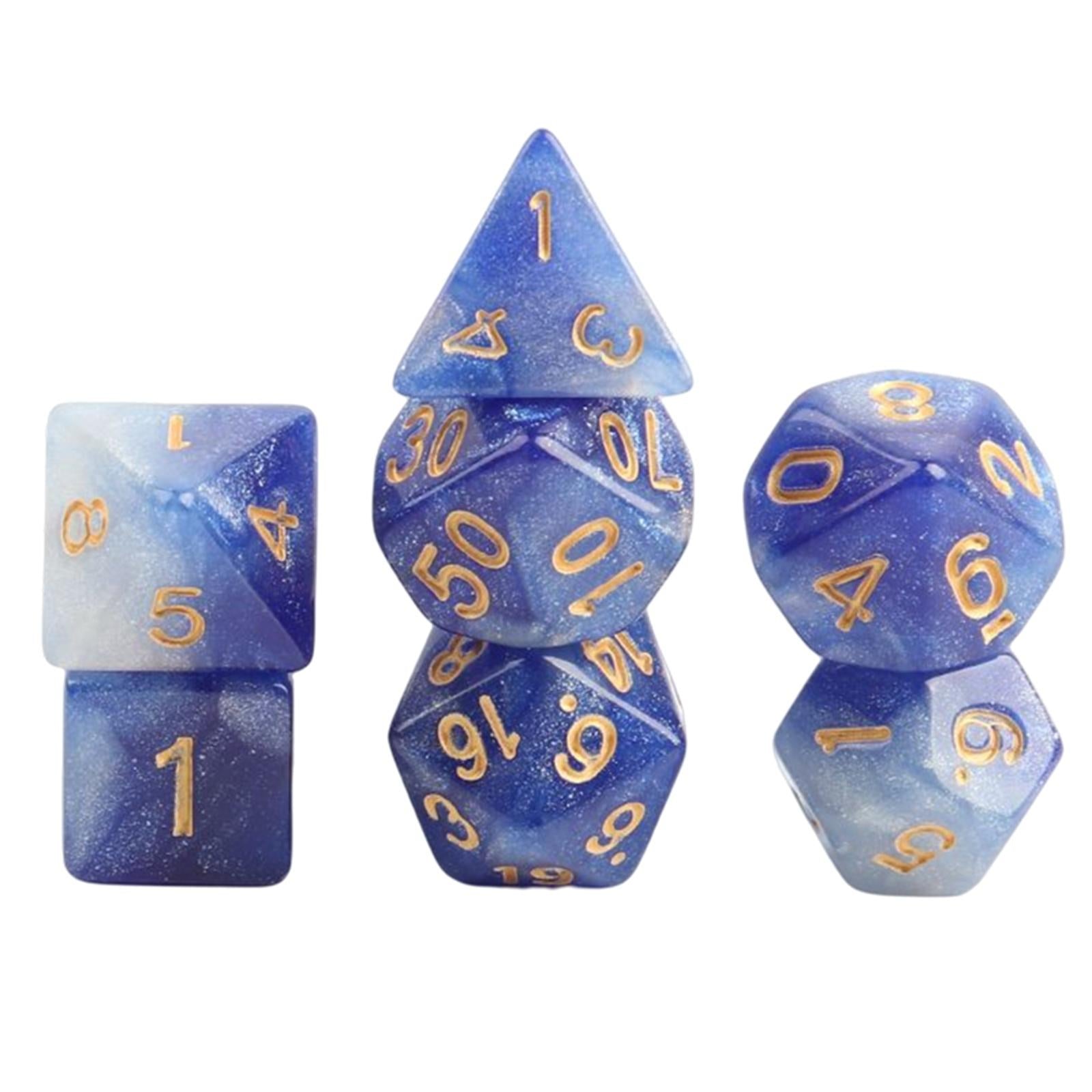 2x7x Polyhedral Dice Party Game Dice Game for DND Table Game Star Dark Blue