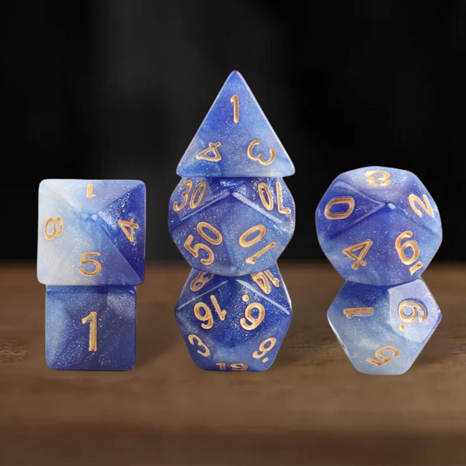 2x7x Polyhedral Dice Party Game Dice Game for DND Table Game Star Dark Blue