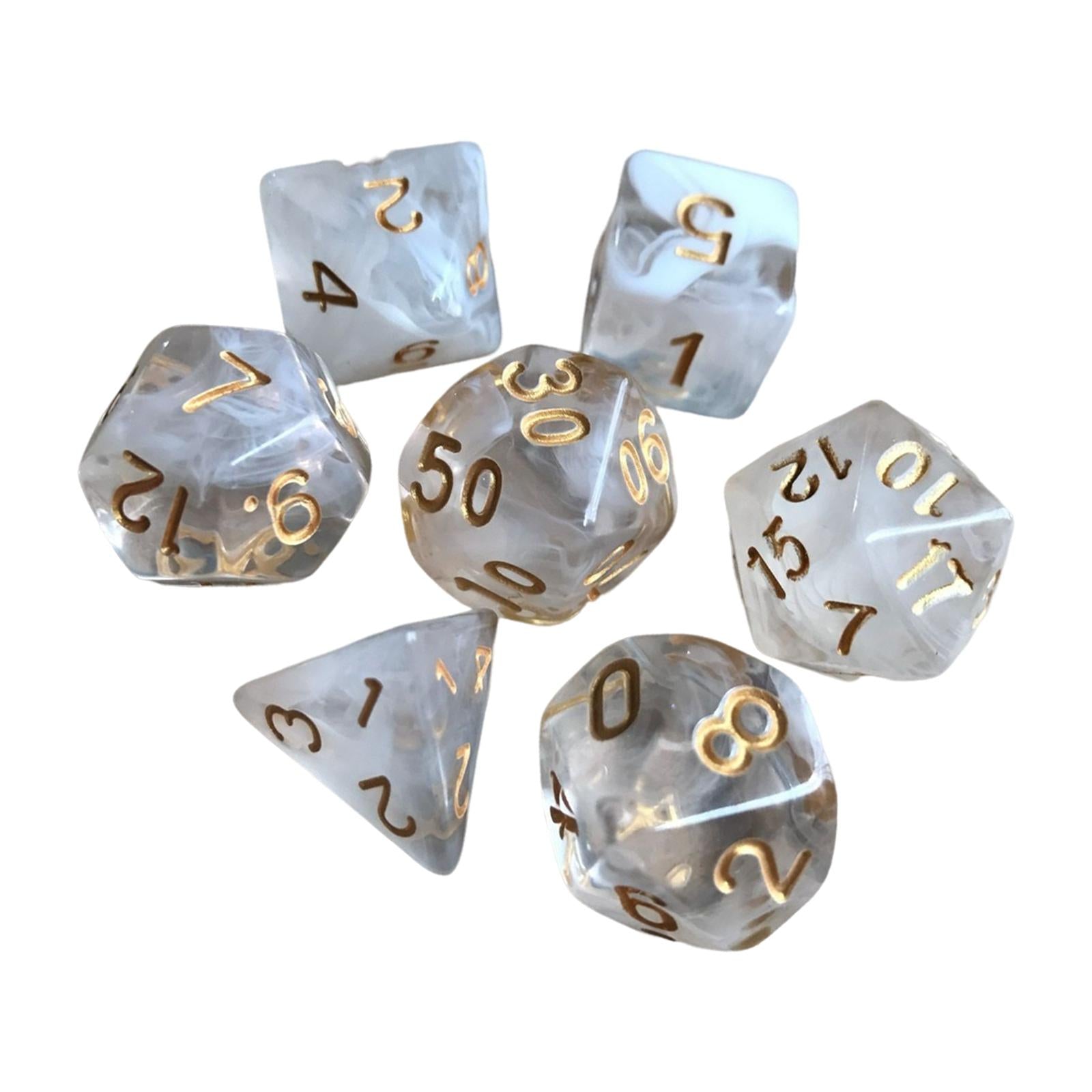 4x7Pcs Polyhedral Dice Party Role Playing Game Dice Game White