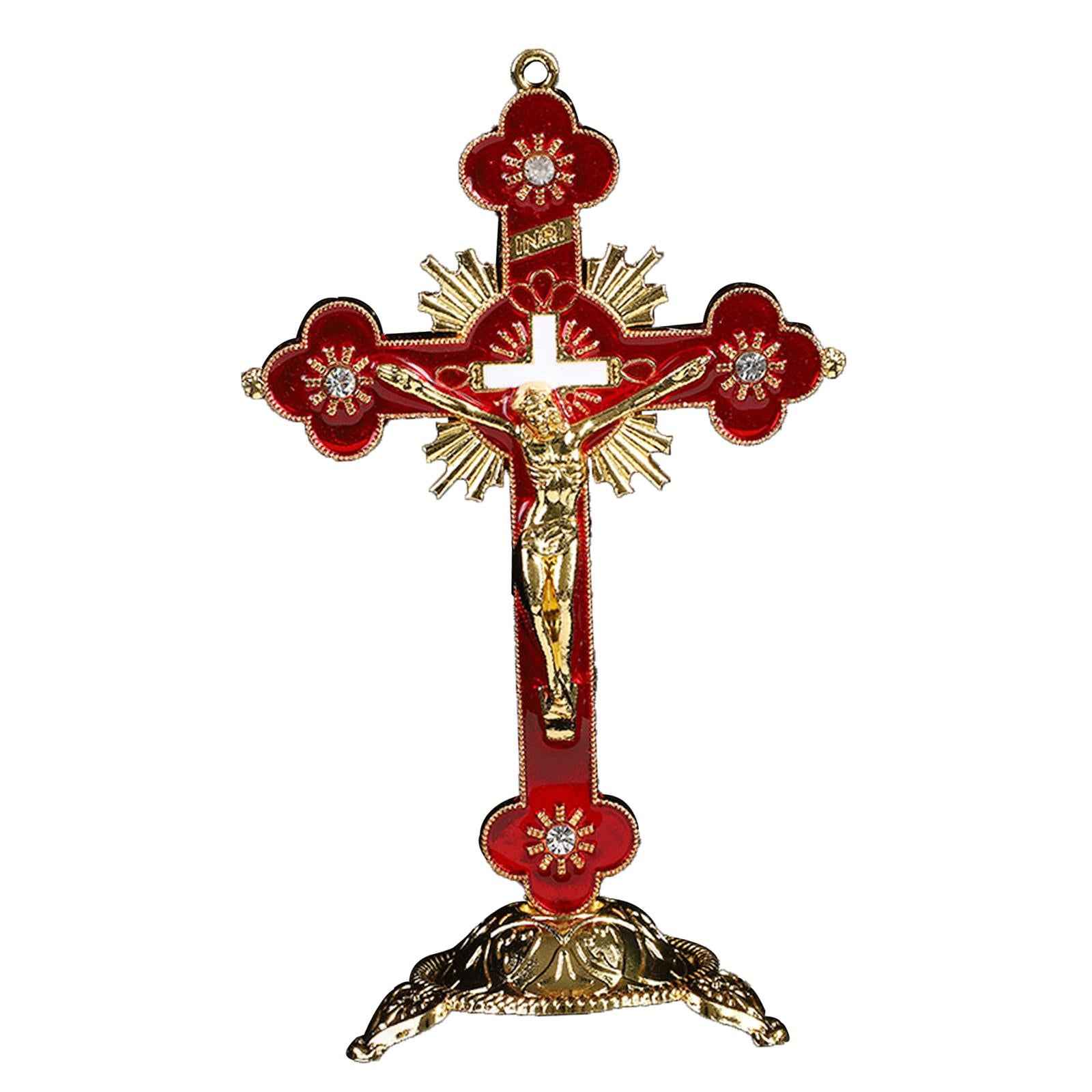 Cross Crucifix Figurines Holy Catholic Crosses Christian Religious Red