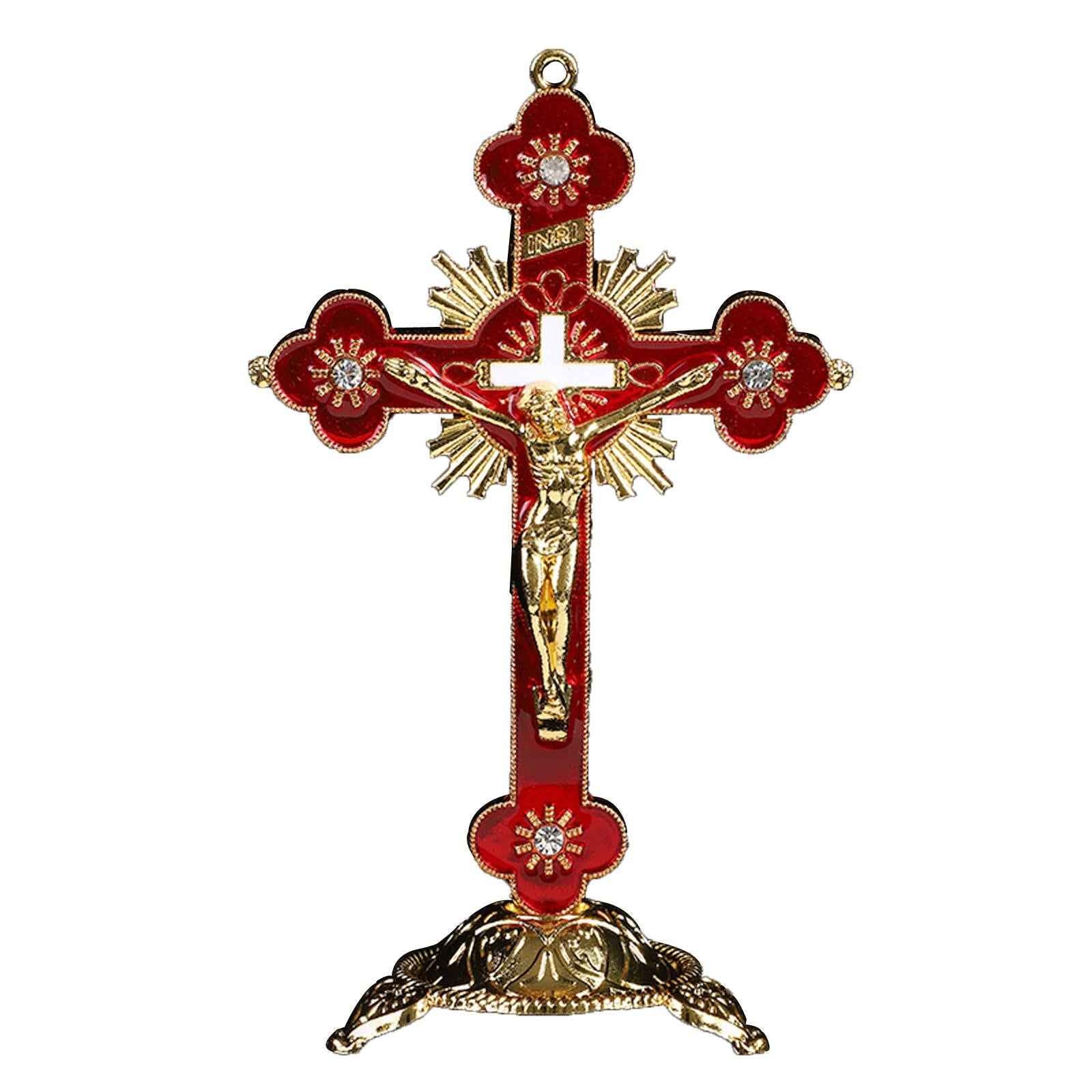 Cross Crucifix Figurines Holy Catholic Crosses Christian Religious Red