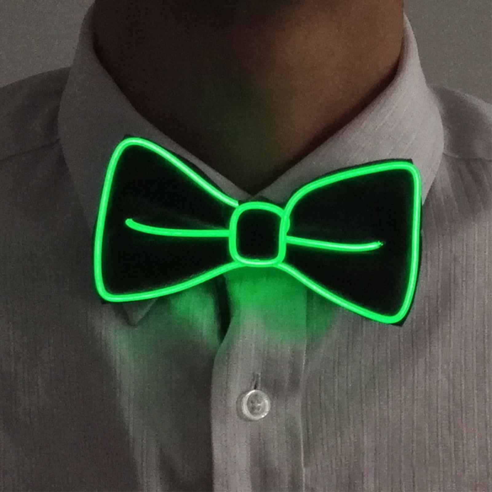 Light up Bowtie LED Bow Tie Novelty Glow in The Dark for Party Costume Green