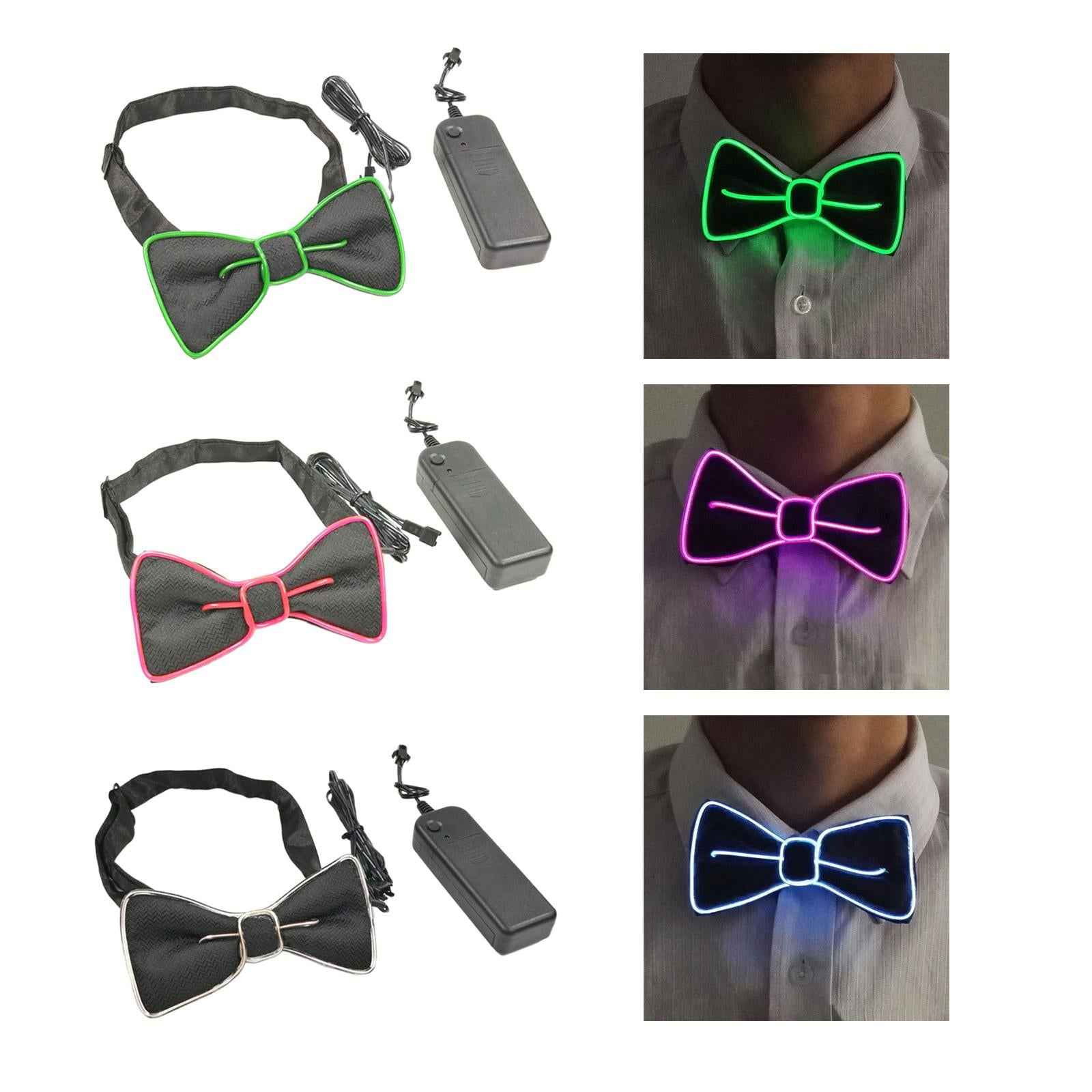 Light up Bowtie LED Bow Tie Novelty Glow in The Dark for Party Costume Green