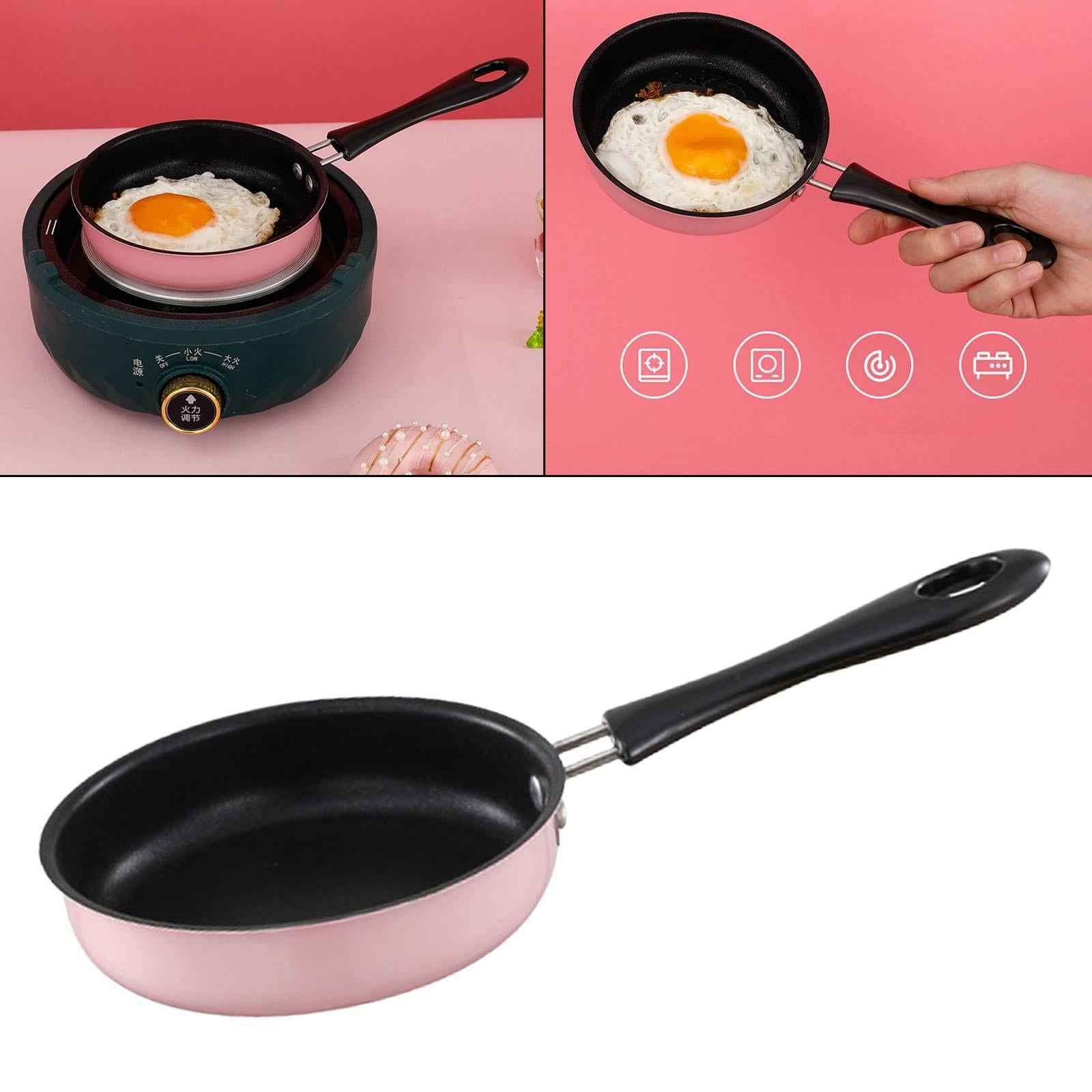 Frying Pan Nonstick with Long Handle for Induction Cooker RV Travel Kitchen Pink
