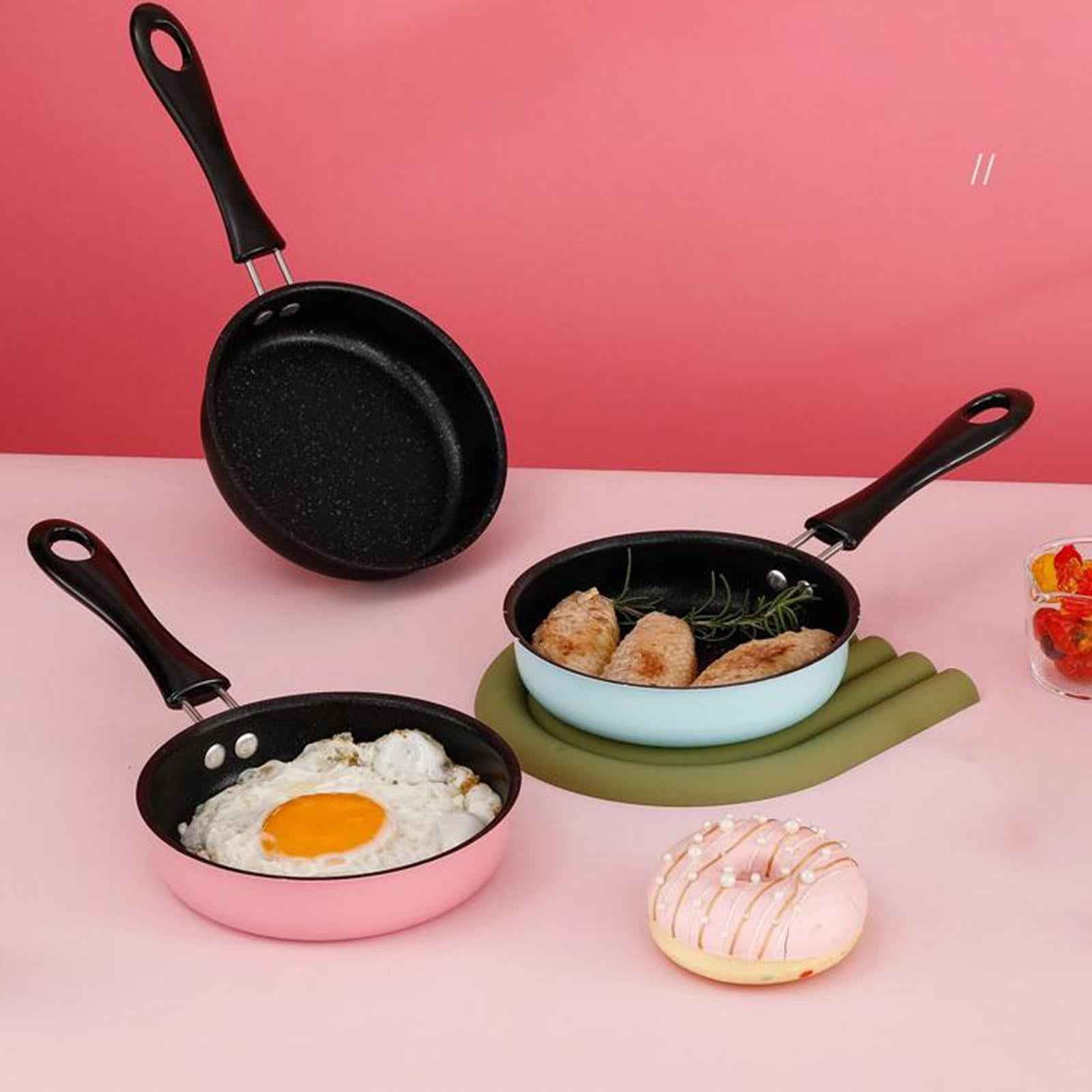Frying Pan Nonstick with Long Handle for Induction Cooker RV Travel Kitchen Pink