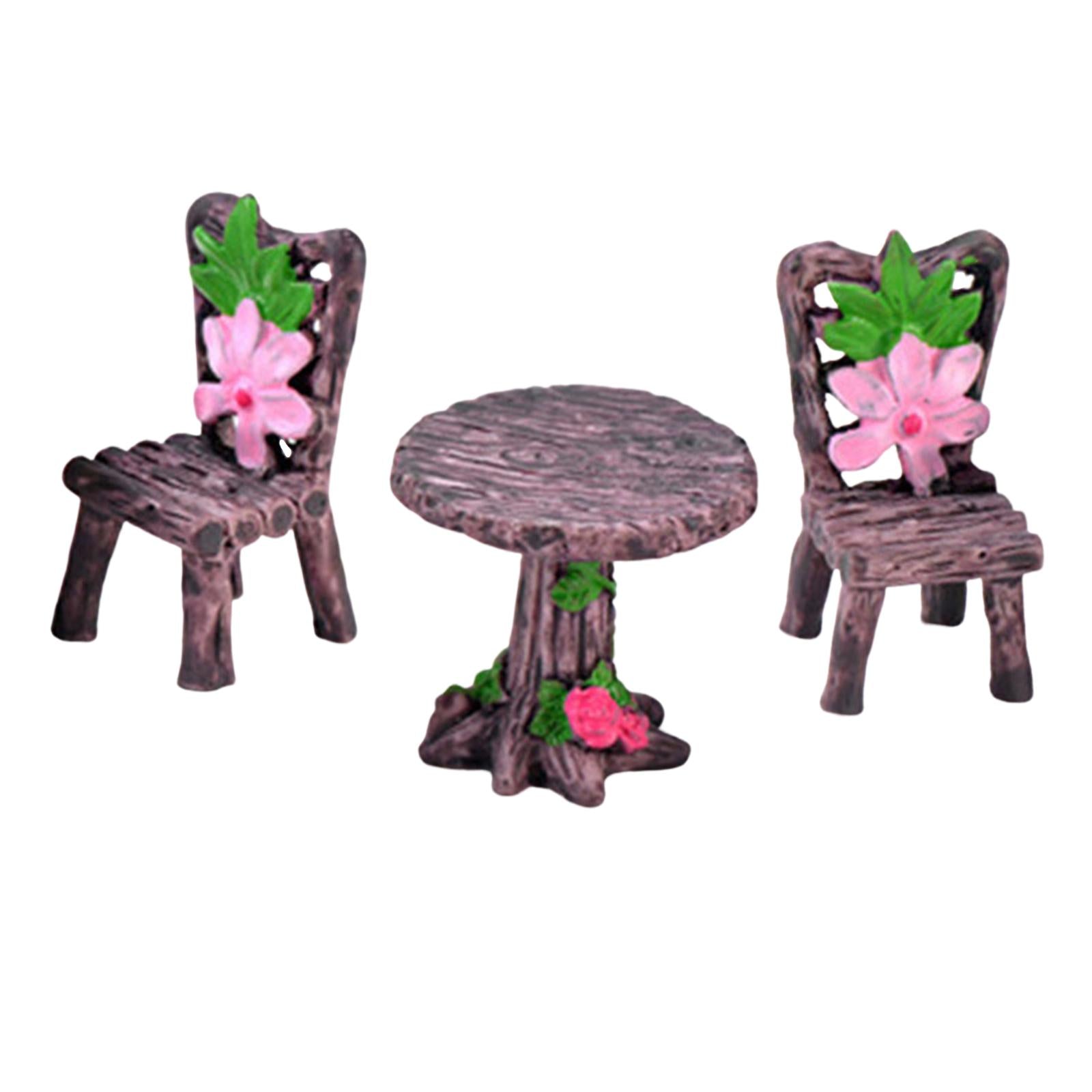 3xMiniature Table Chair Set Dollhouse DIY Mini Model Set Ornaments Furniture