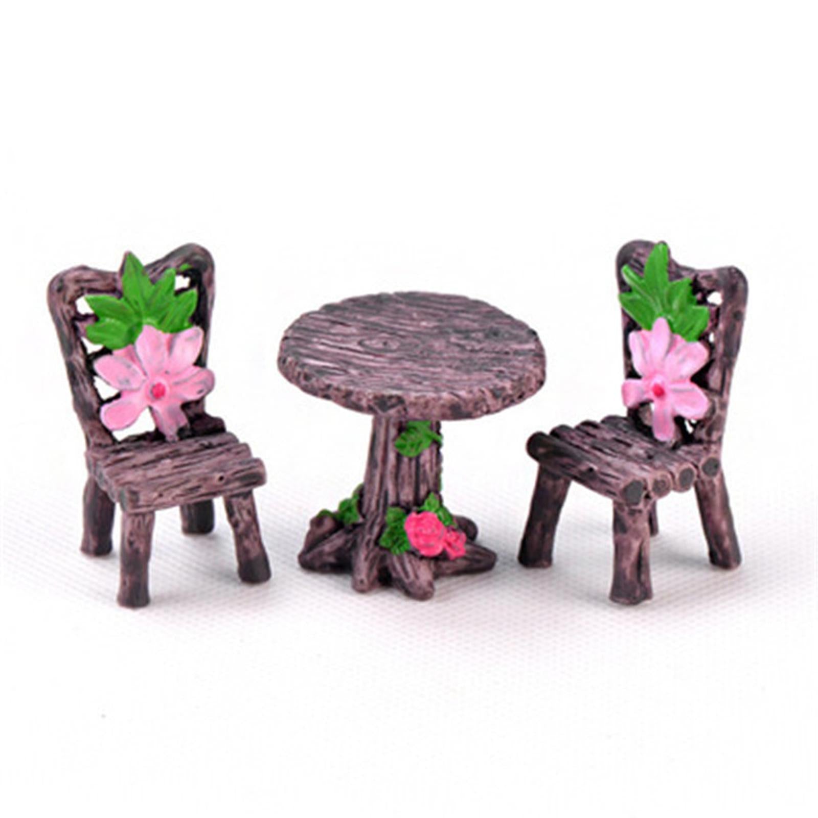 3xMiniature Table Chair Set Dollhouse DIY Mini Model Set Ornaments Furniture