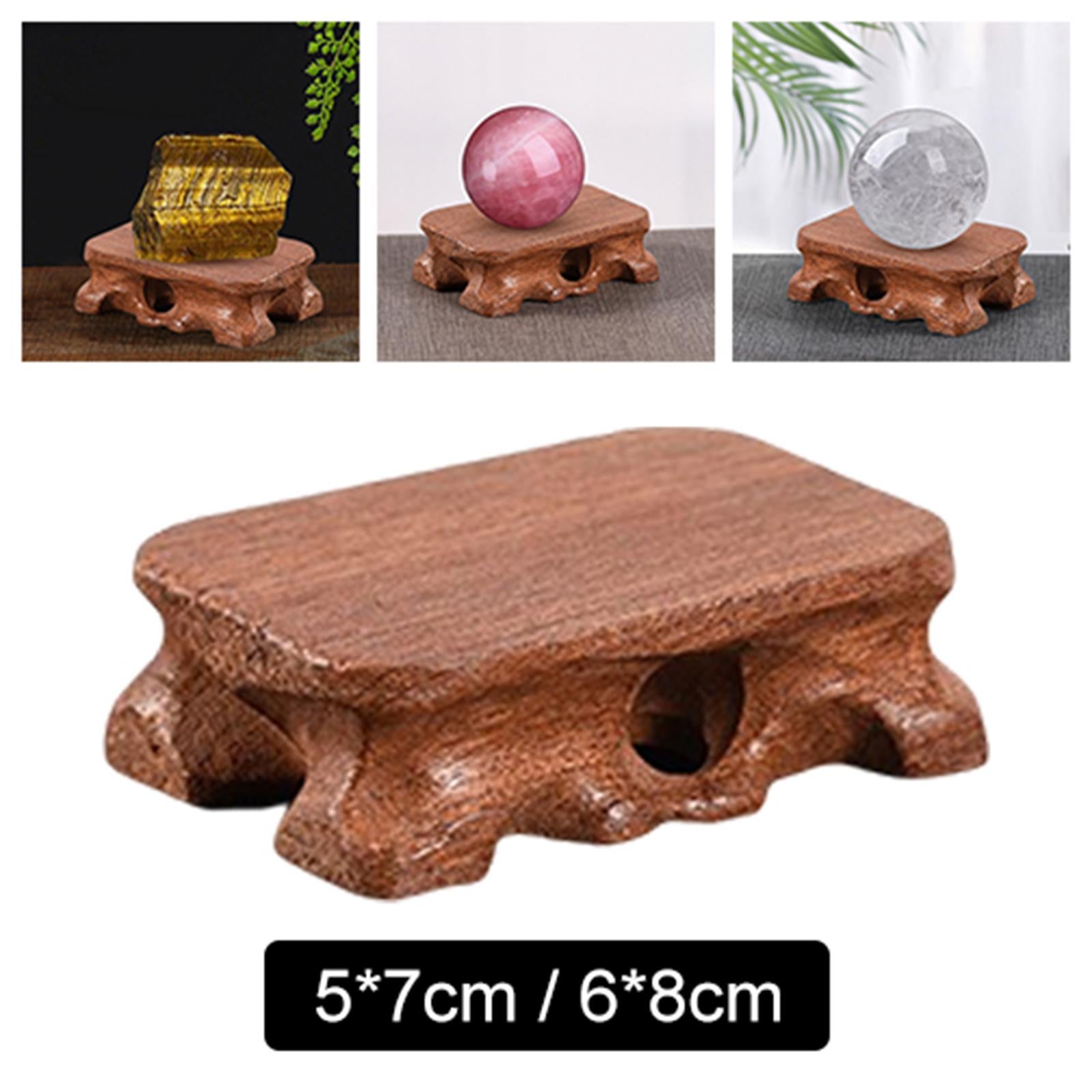 2xWooden Display Stand Support Sphere Holder for Crystals Gemstones Rocks S