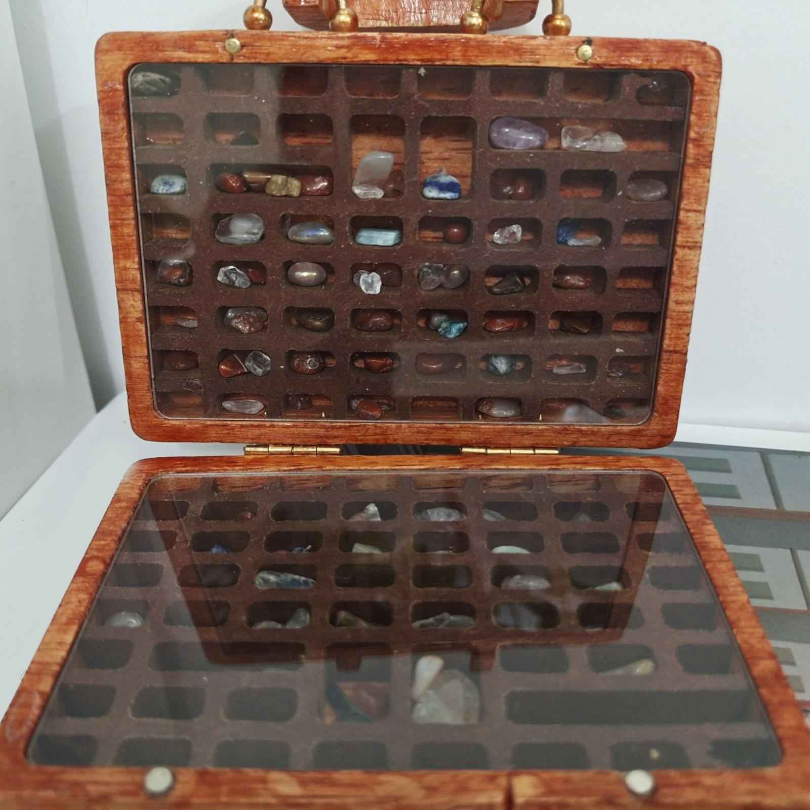 Wooden Rock Collection Box Vintage Retro Fashion for Classroom Home Teaching