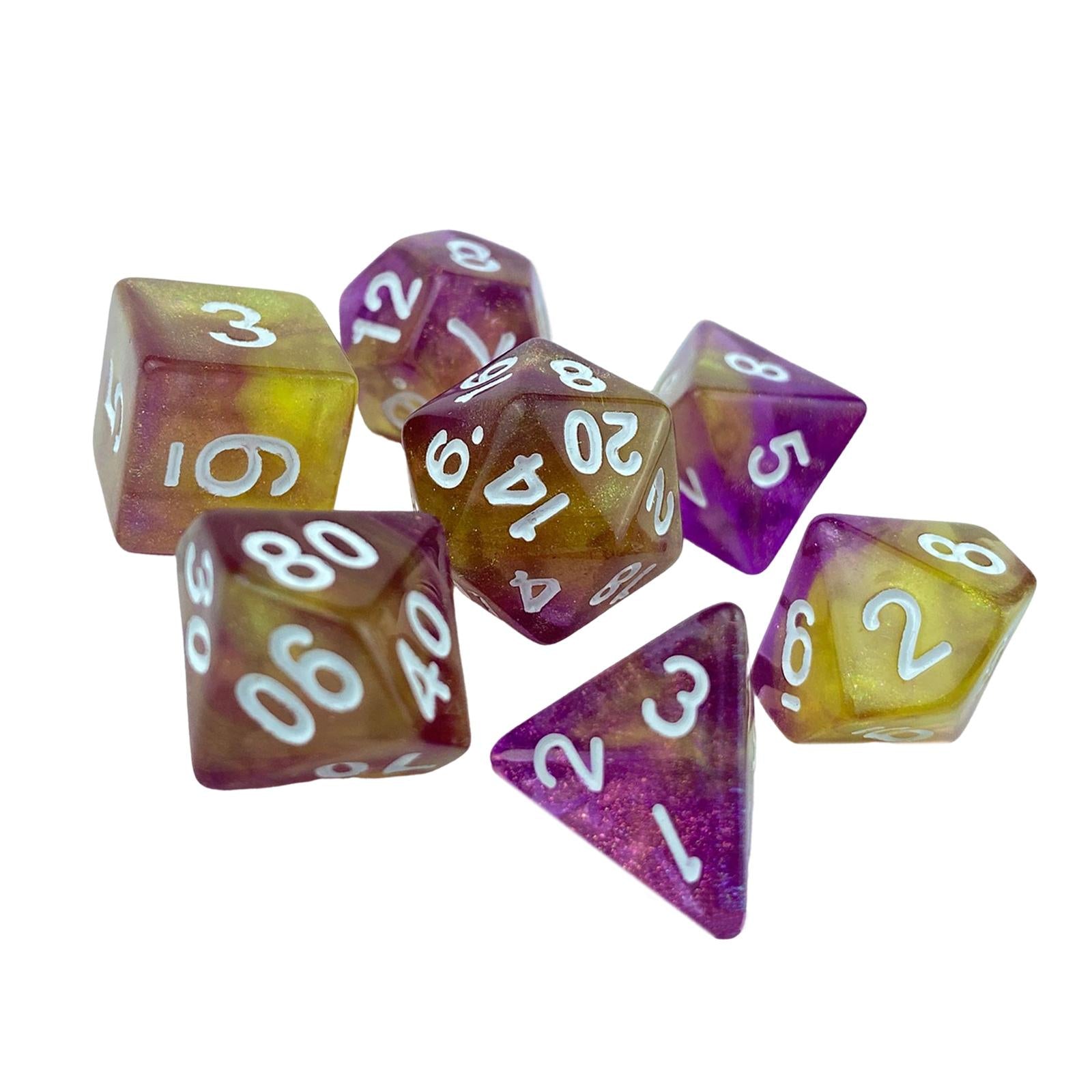 3x7x Game Dices Luminary Engraved Assorted for Roll Playing Games Style A