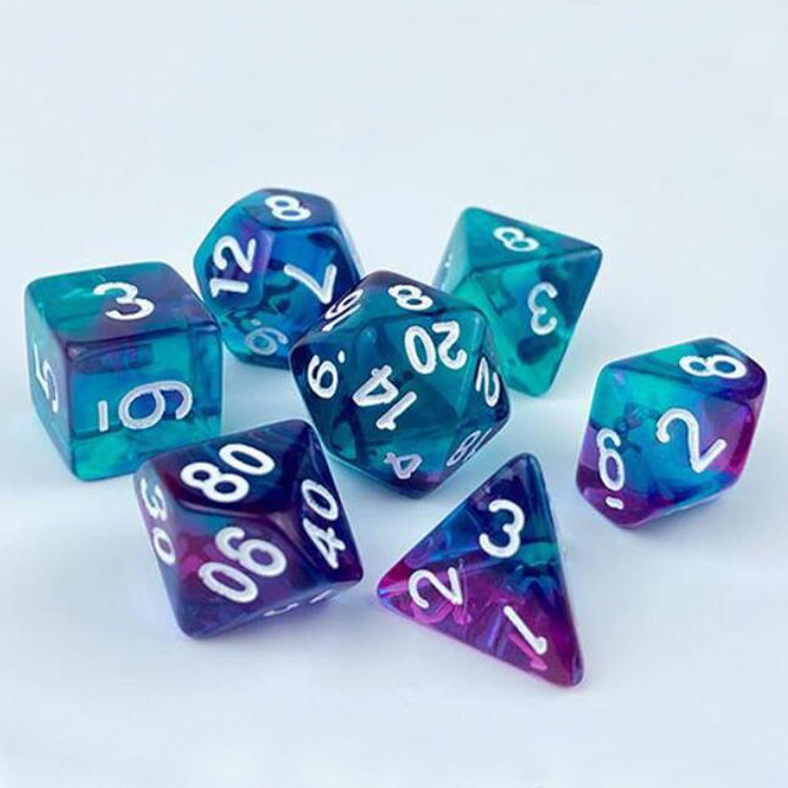 3x7x Game Dices Luminary Engraved Assorted for Roll Playing Games Style C