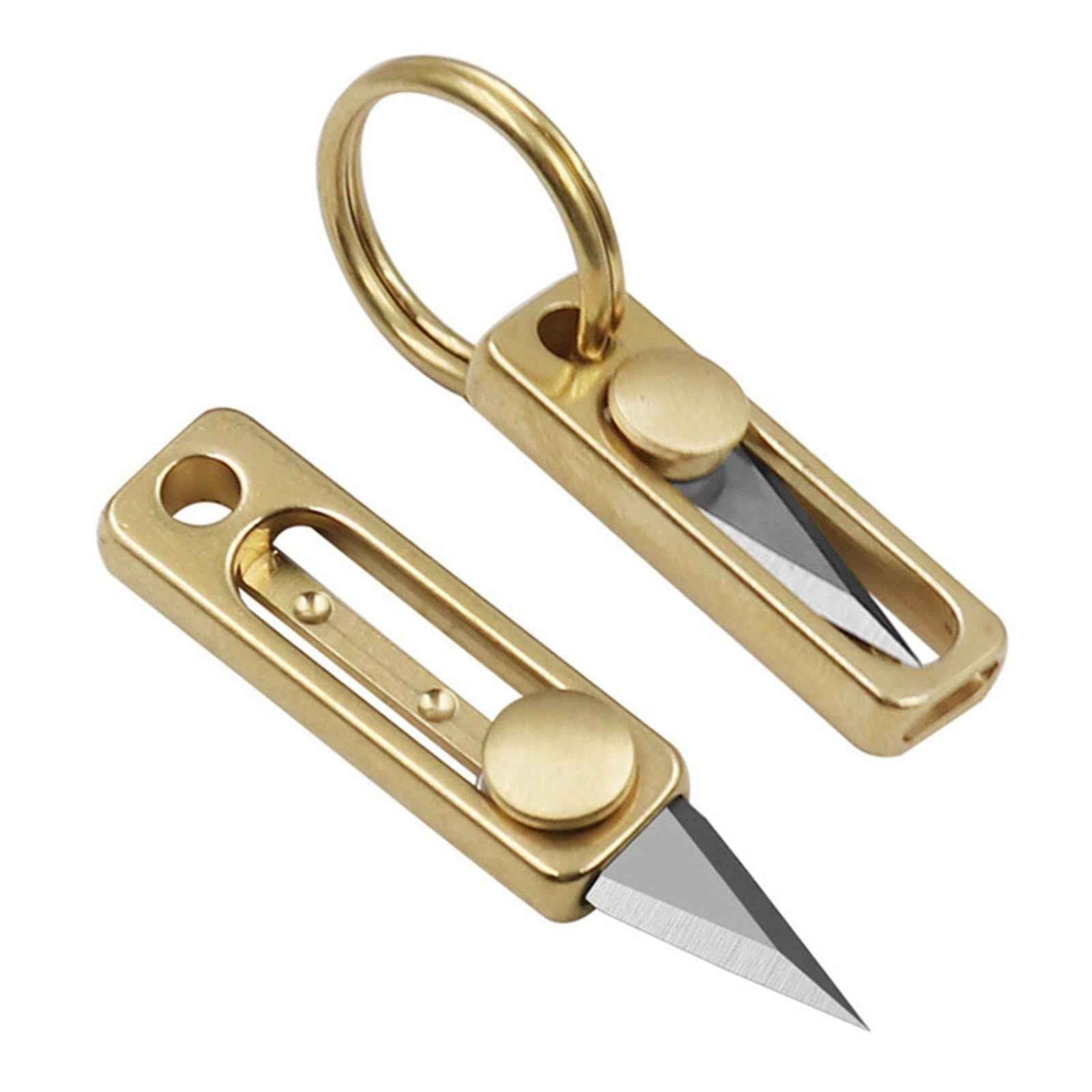 Brass Mini Knife with Keychain Hole Package Opener Knife Key Chain Pendant