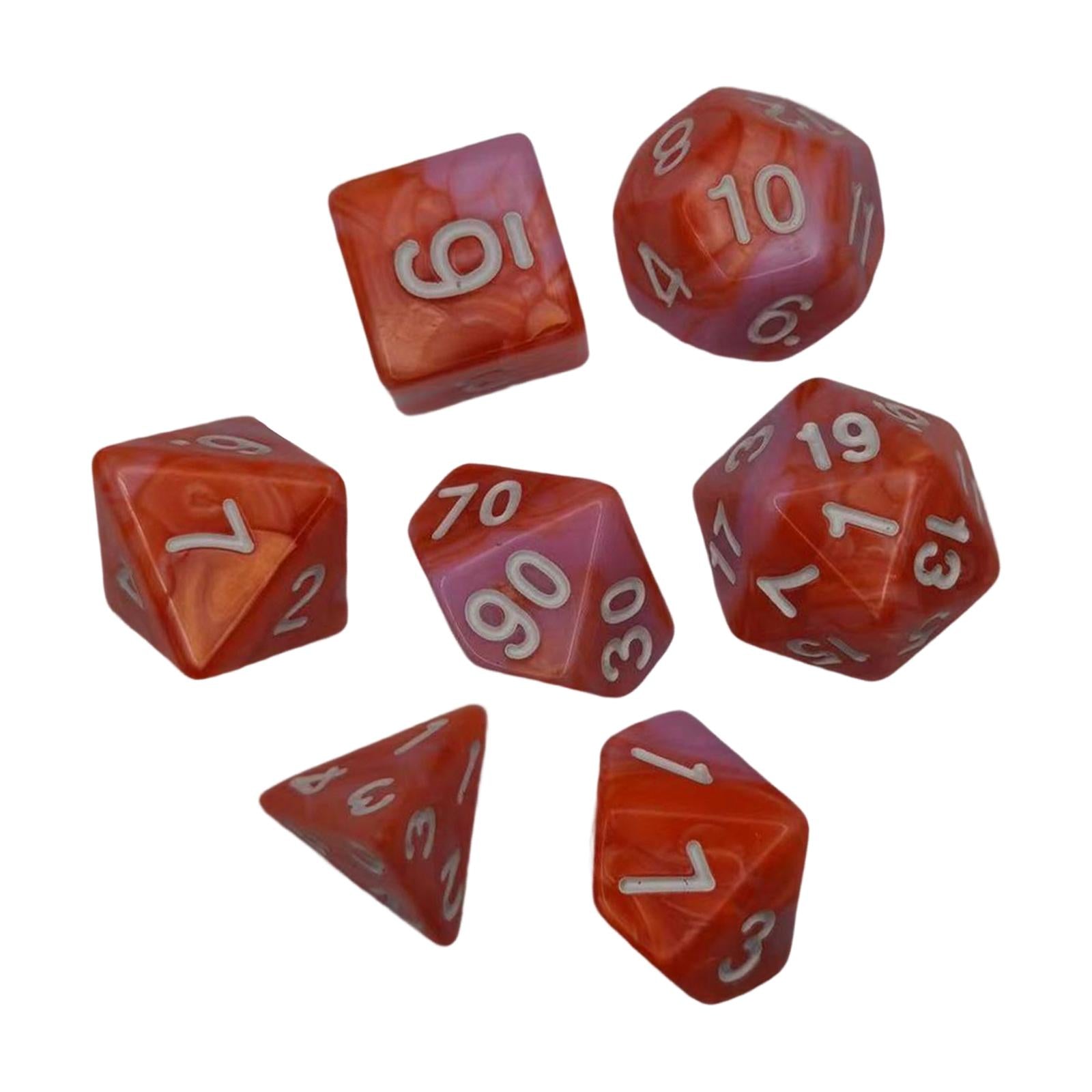 3x7 Pieces Polyhedral Dices Set Durable Board Game Props for Card Game Cafe Orange Pink