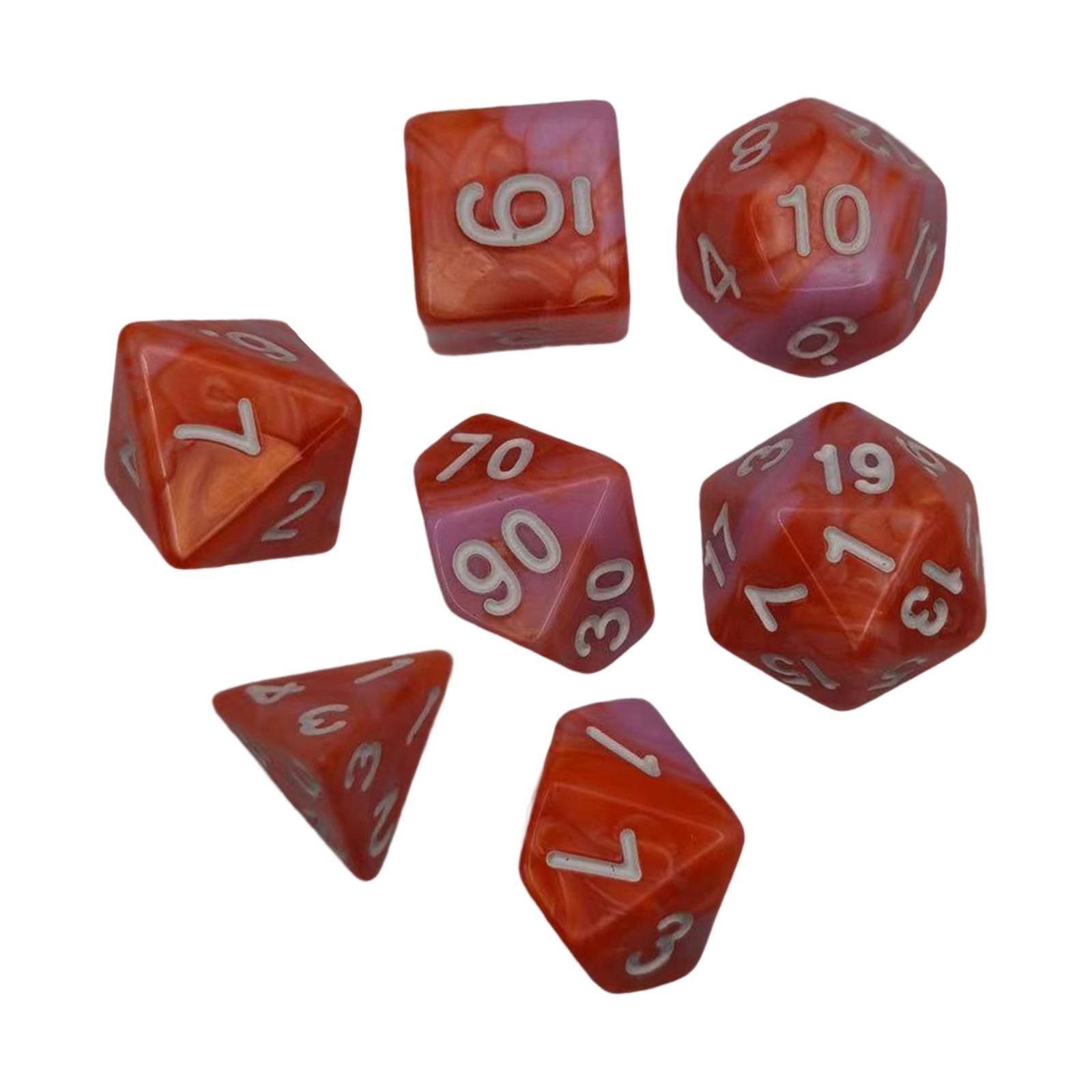 3x7 Pieces Polyhedral Dices Set Durable Board Game Props for Card Game Cafe Orange Pink