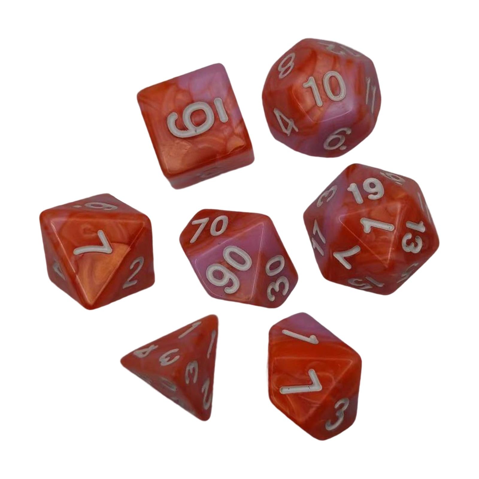 3x7 Pieces Polyhedral Dices Set Durable Board Game Props for Card Game Cafe Orange Pink