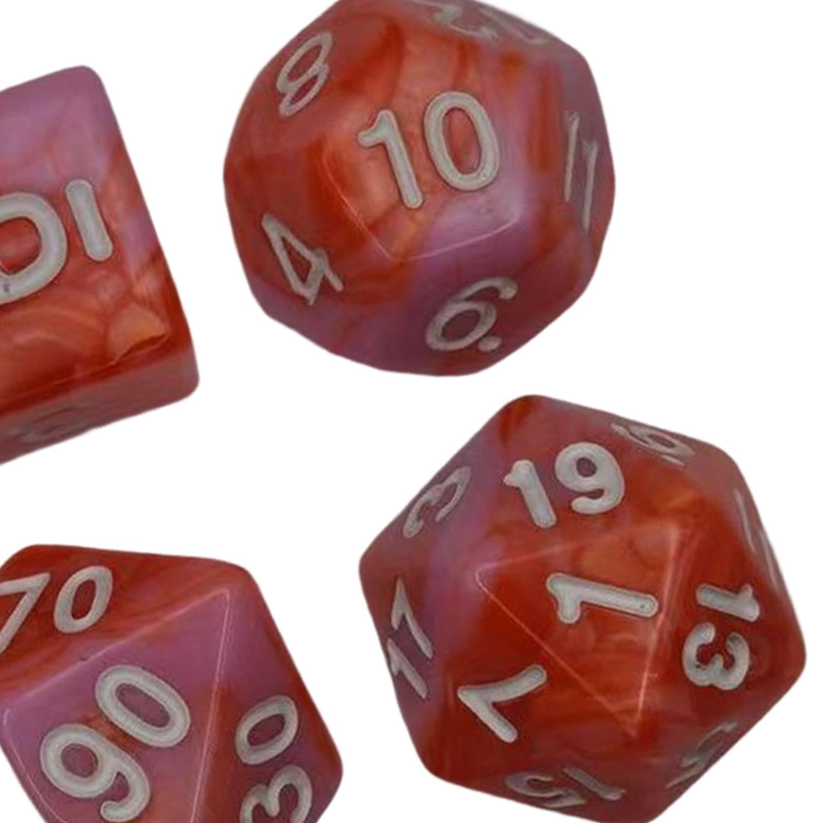 3x7 Pieces Polyhedral Dices Set Durable Board Game Props for Card Game Cafe Orange Pink