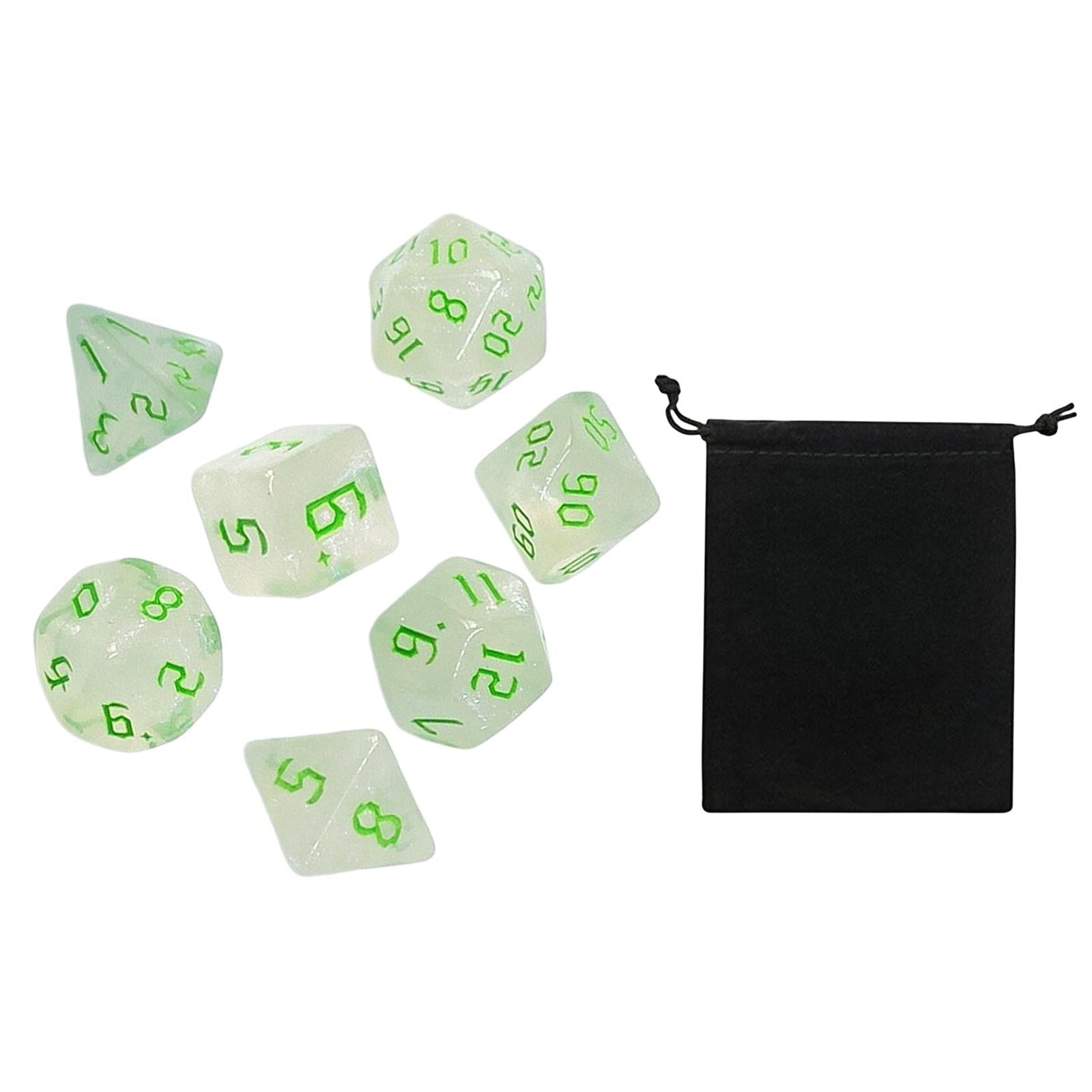 3x7x Polyhedral Dices Table Game Dices for Holiday Party Supplies Role Playing Green