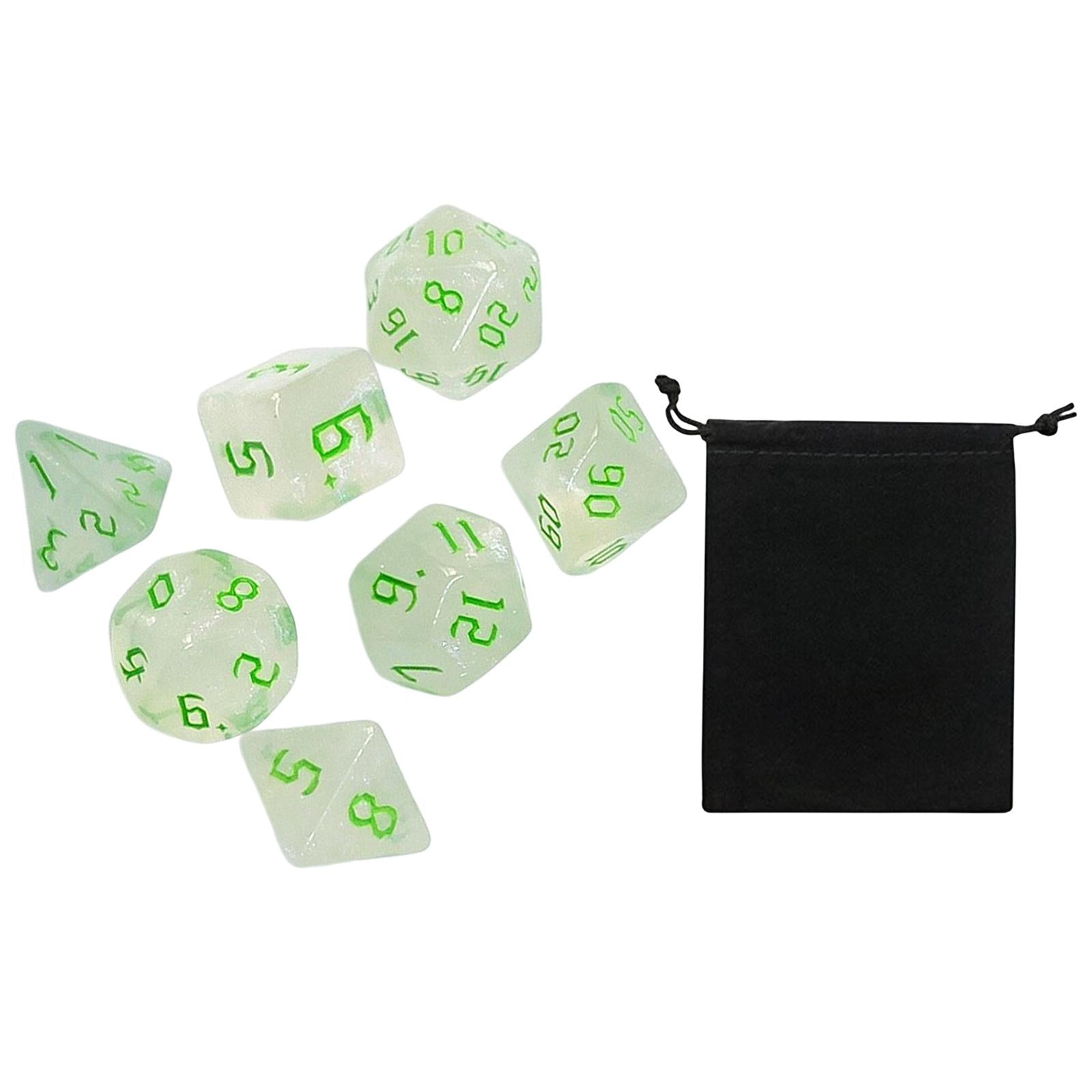 3x7x Polyhedral Dices Table Game Dices for Holiday Party Supplies Role Playing Green