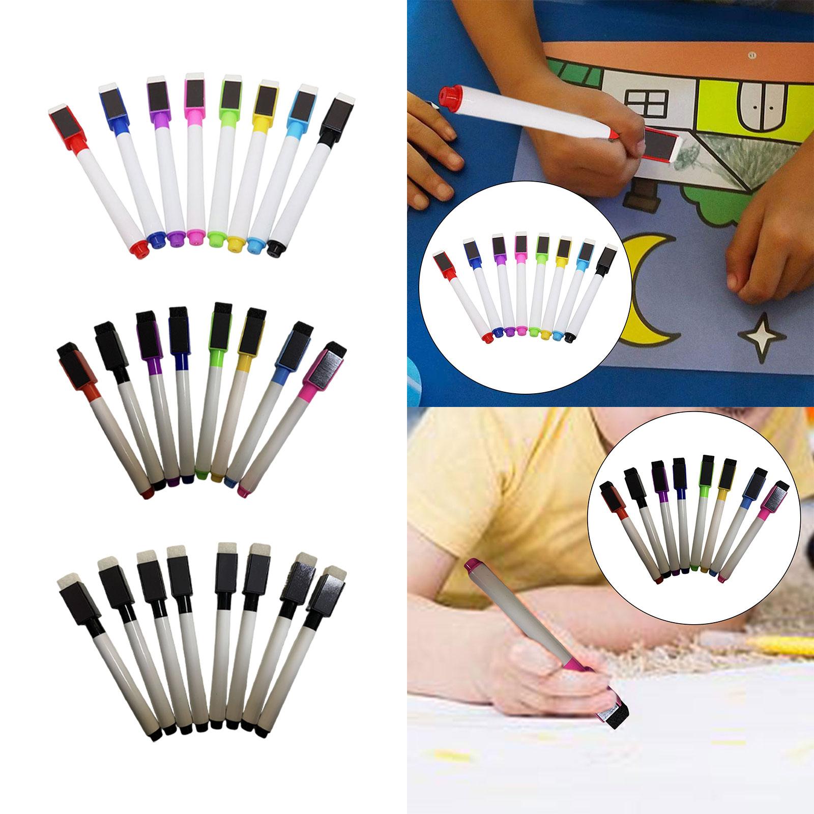 2x8Pcs Dry Wipe Pens Doodle Drawing Pen Rewritable for Office Gift Household White brush