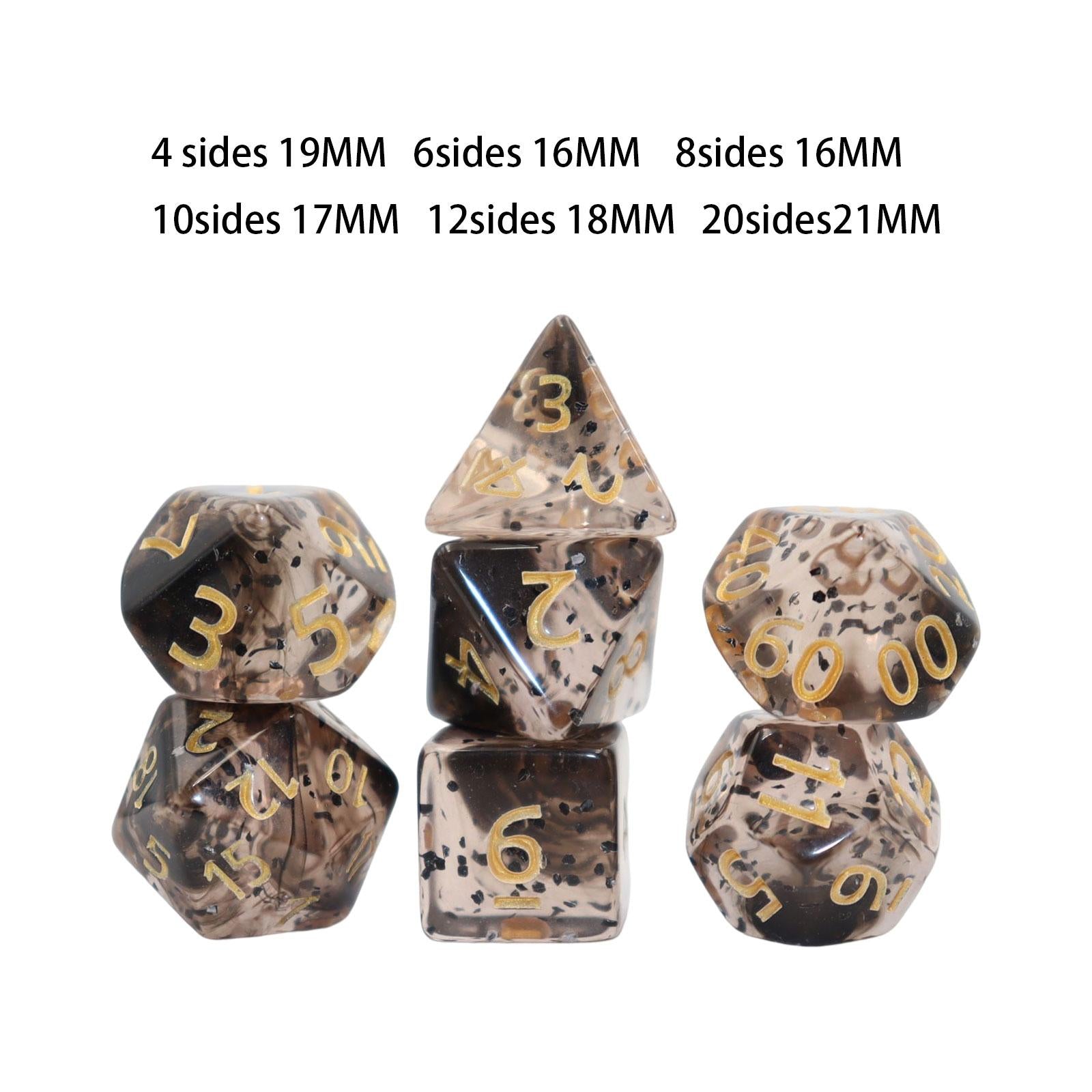 3x7x Acrylic Polyhedral Dices Gifts for Kids Toys Drinking Prop Entertainment Black