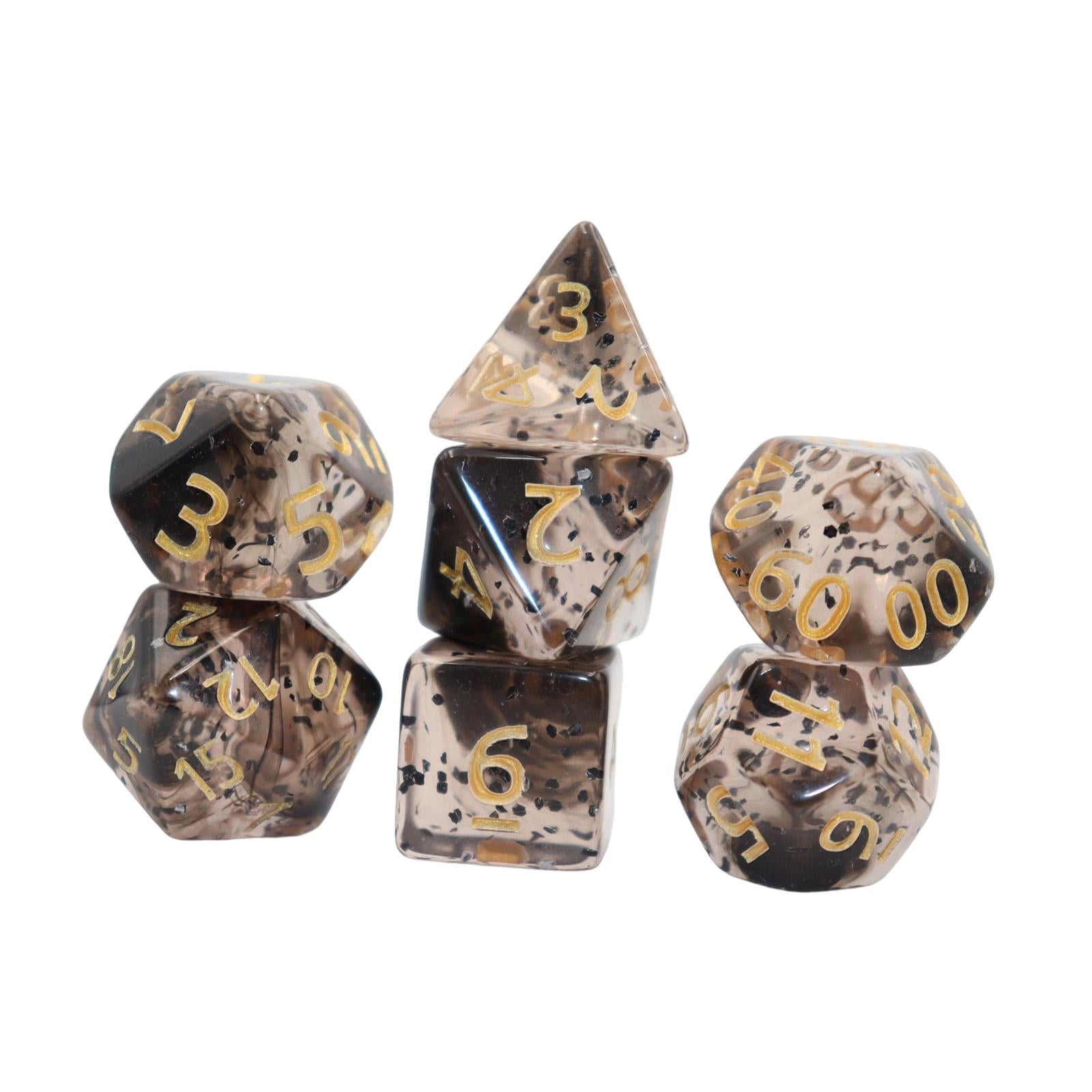 2x7x Acrylic Polyhedral Dices Gifts for Kids Toys Drinking Prop Entertainment Black