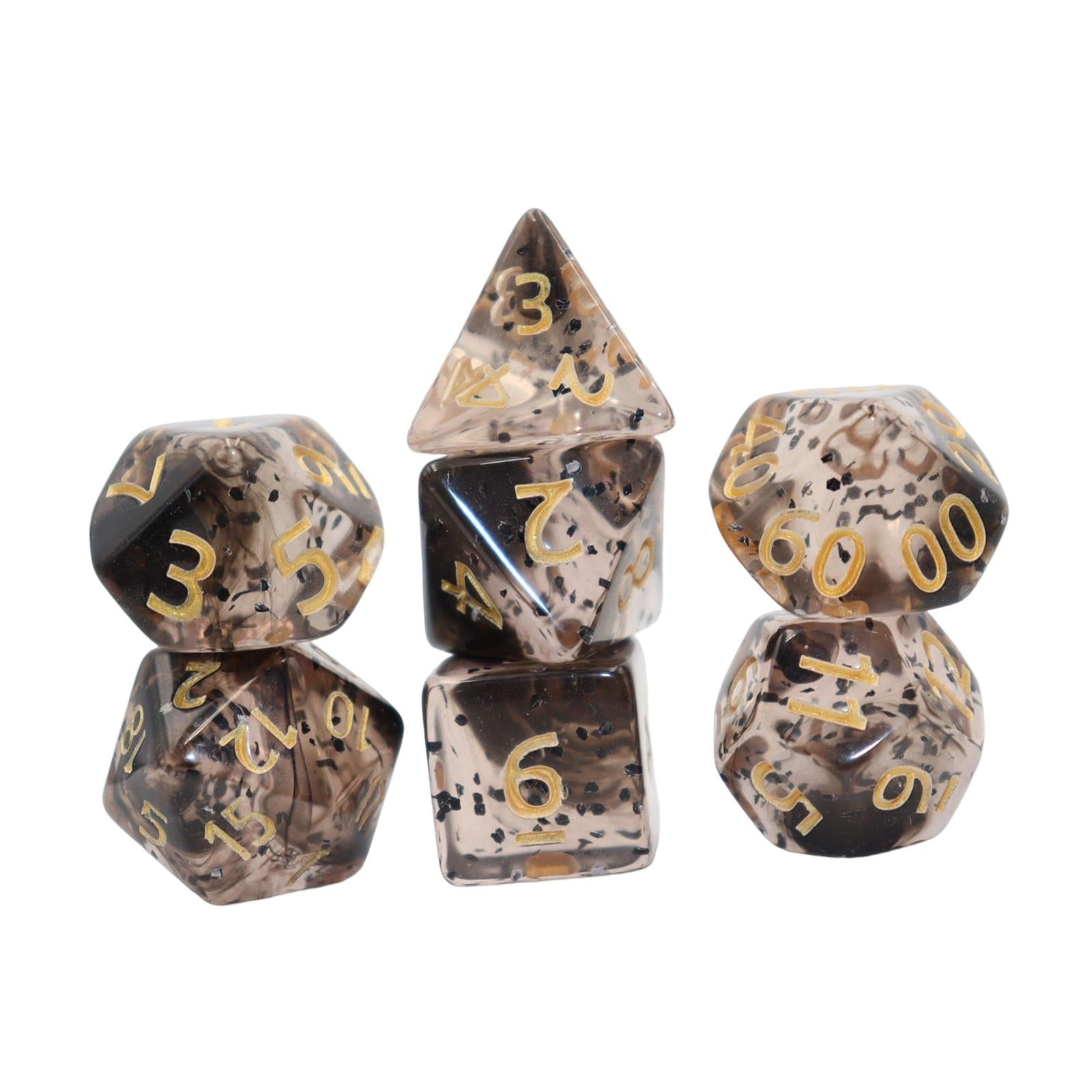 2x7x Acrylic Polyhedral Dices Gifts for Kids Toys Drinking Prop Entertainment Black