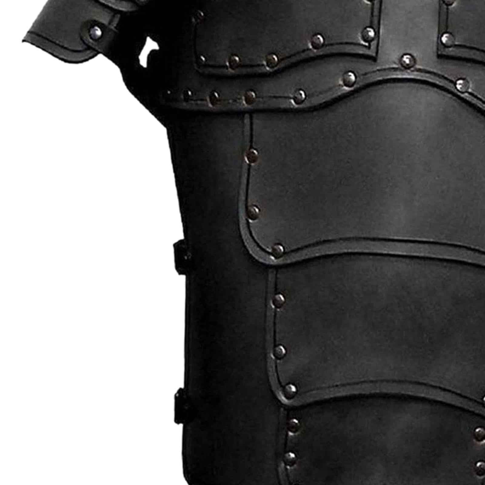 Medieval Vest Armor PU Retro W/ Shoulder Guard for Party Role Play Halloween Black