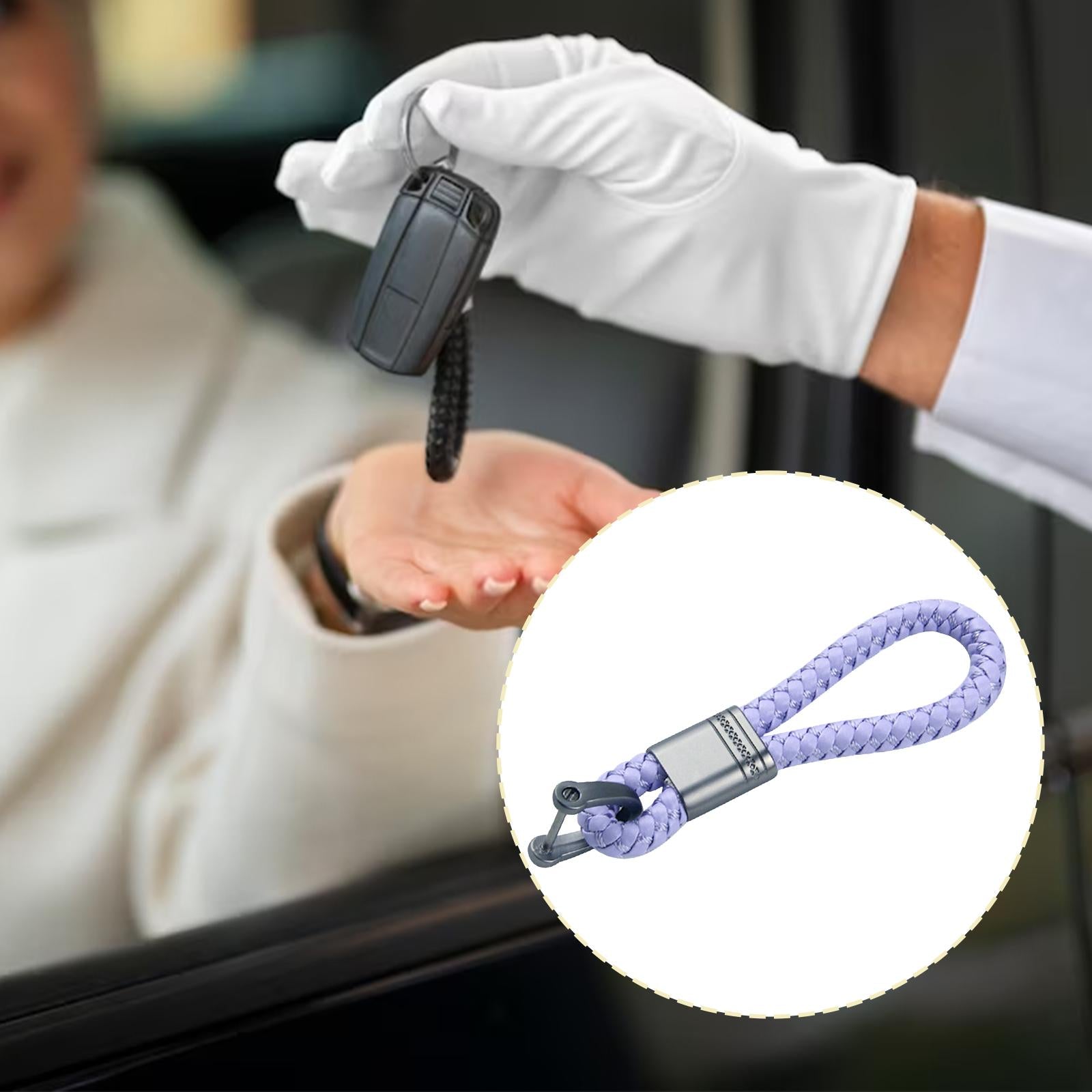 2xBraided Rope Key Chain Wristlet Bracelet Keychain Lanyard Car Key Chain Light violet