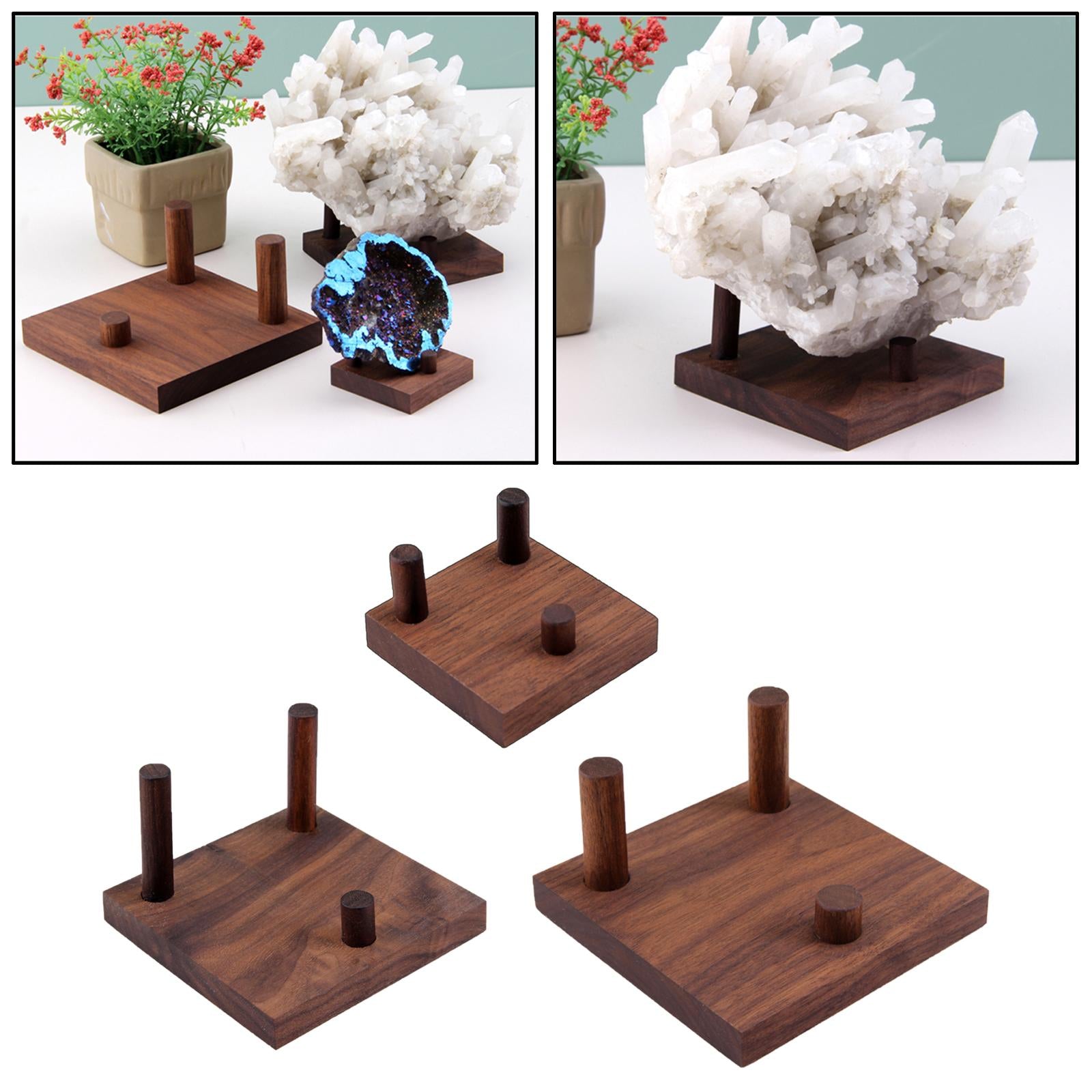 4xWooden base rocks Display Holder Wood for show Display Home Shop Window small