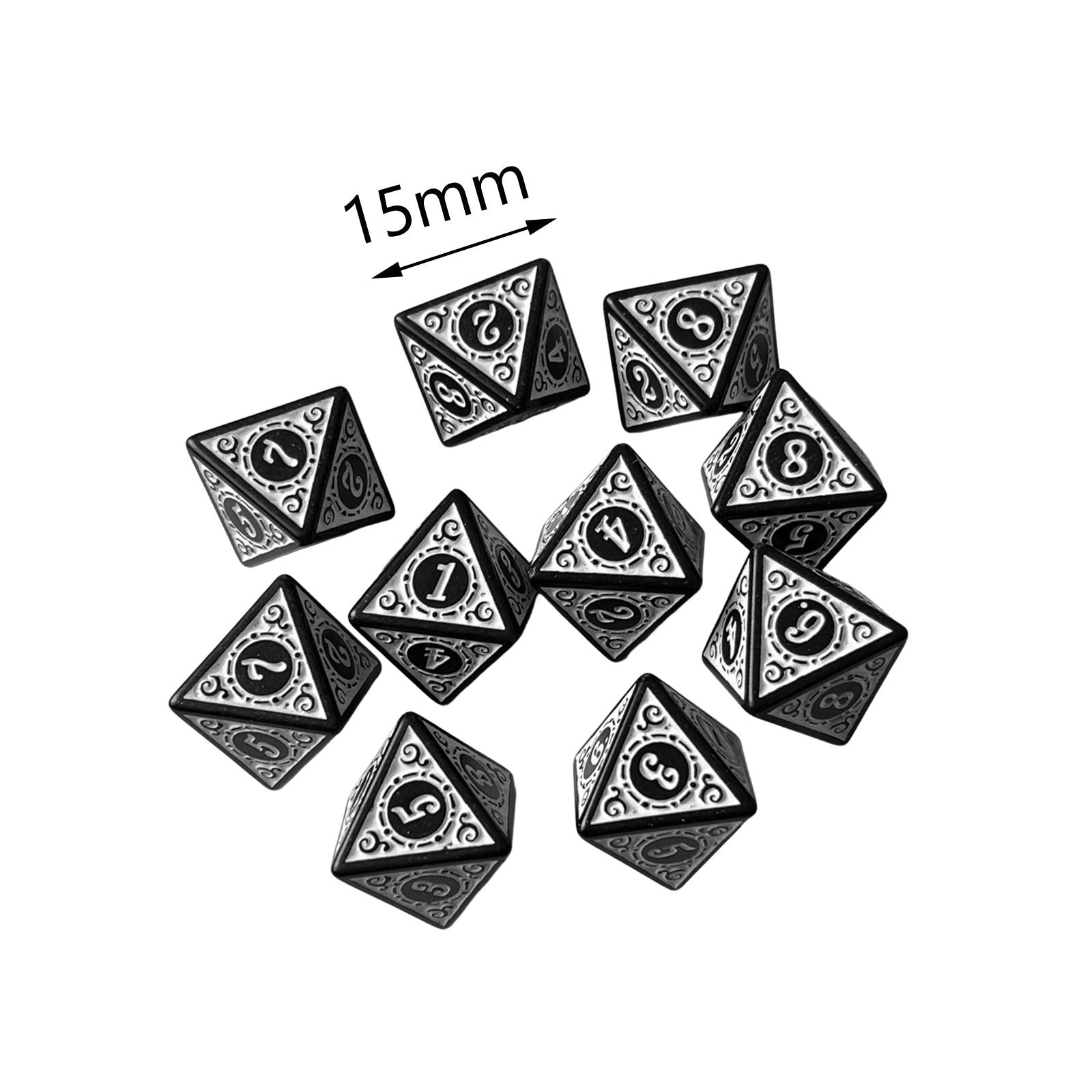 4x10Pcs 15mm Dices Acrylic Party Game Dices 8 Sided Dices Set for Party KTV White