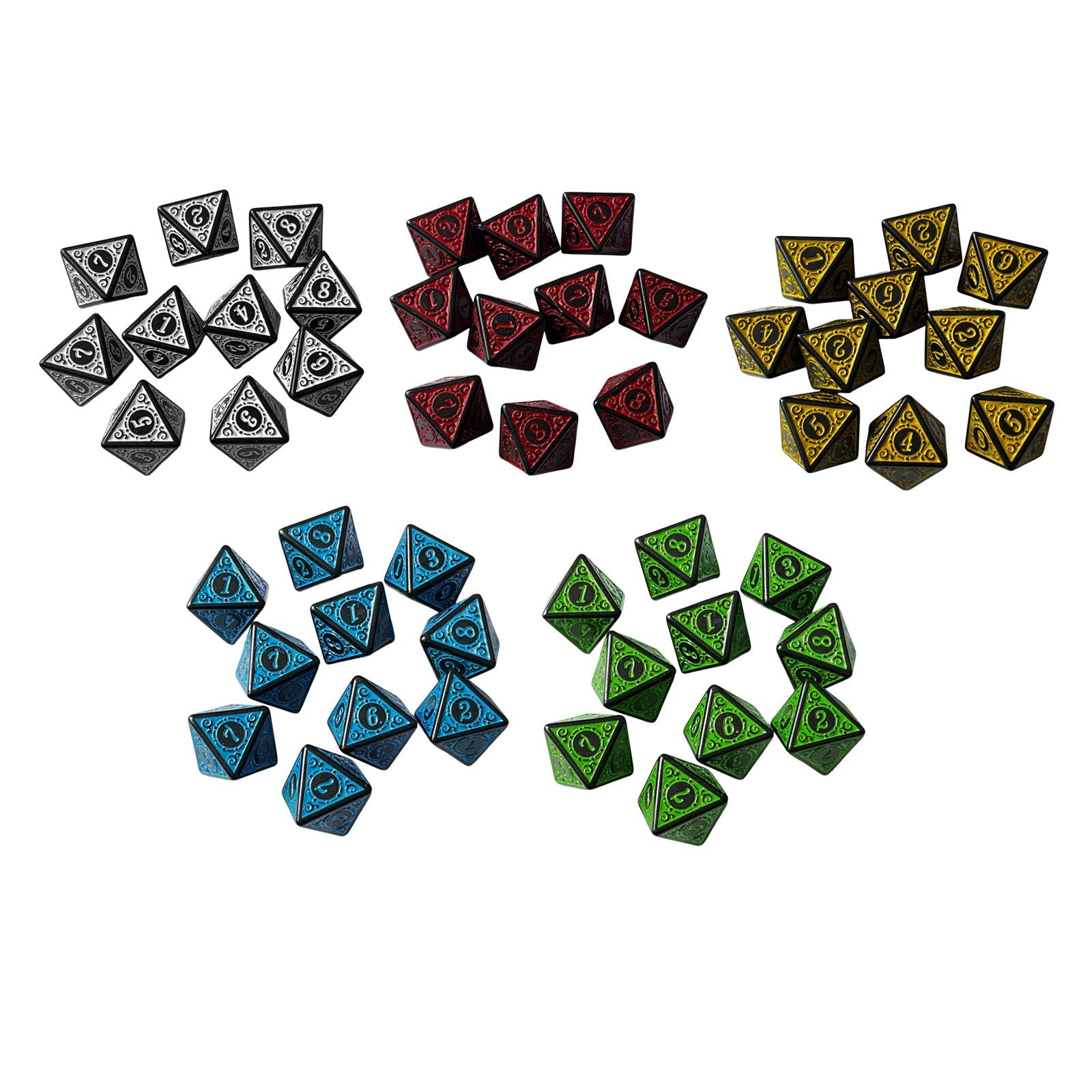 4x10Pcs 15mm Dices Acrylic Party Game Dices 8 Sided Dices Set for Party KTV White