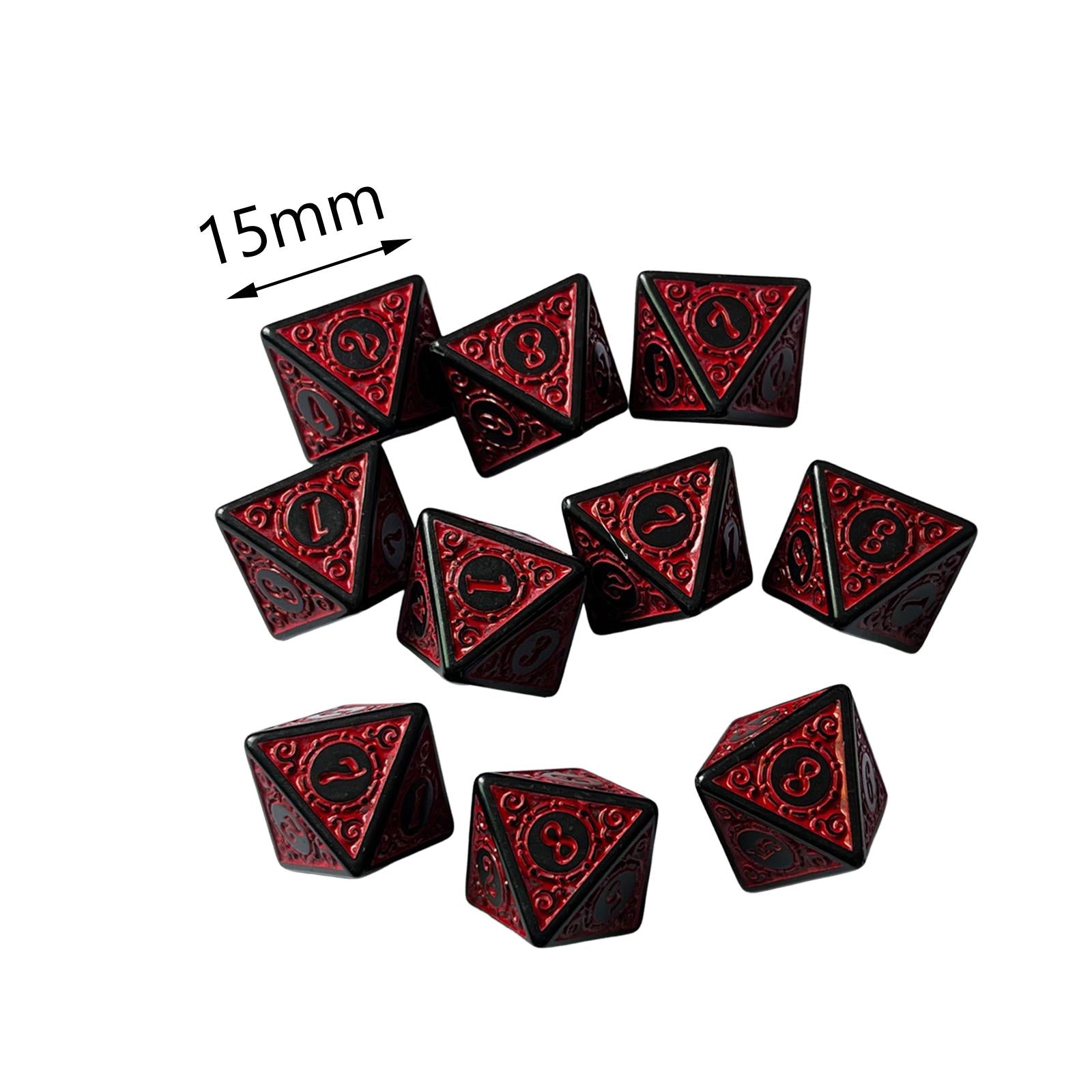 3x10Pcs 15mm Dices Acrylic Party Game Dices 8 Sided Dices Set for Party KTV Red