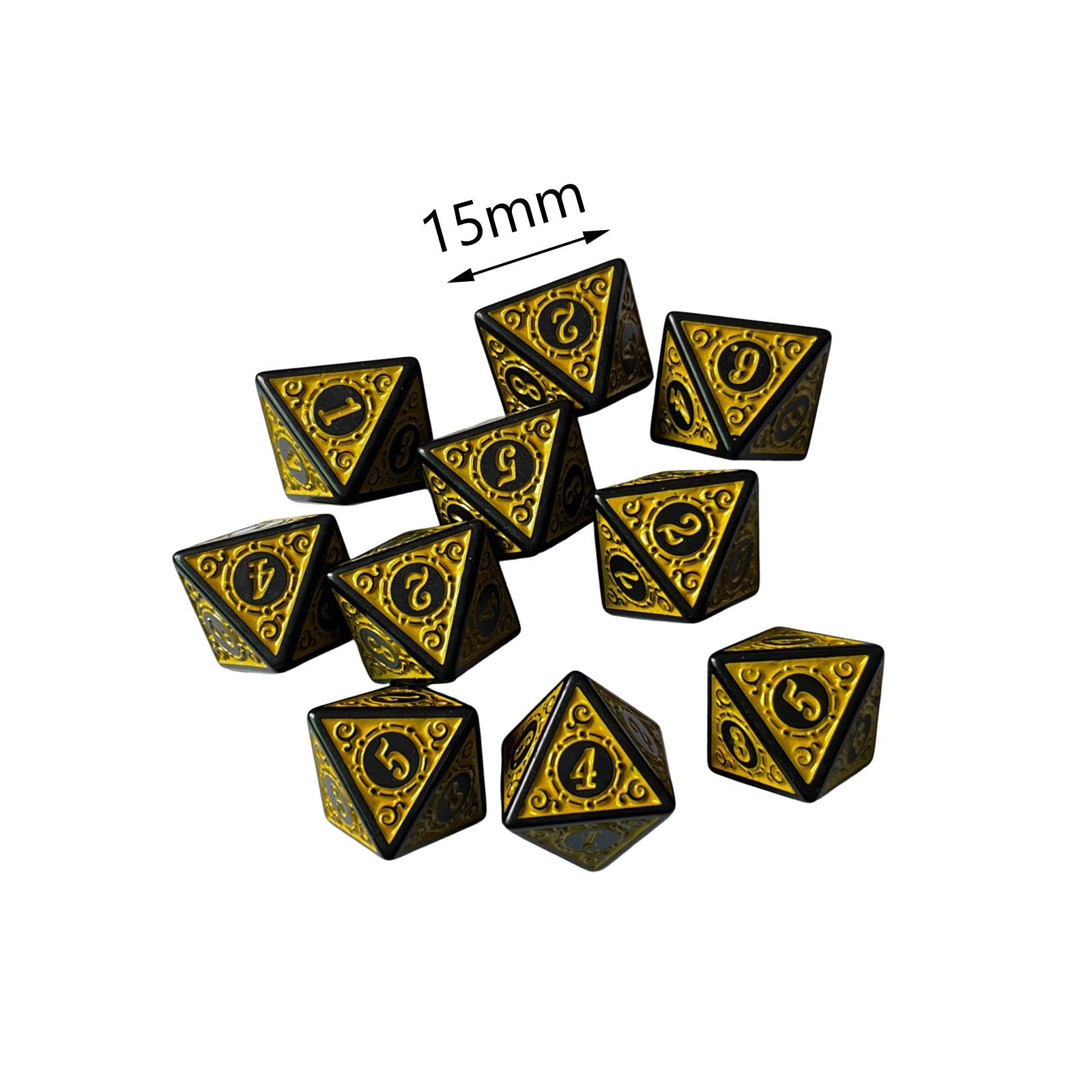 2x10Pcs 15mm Dices Acrylic Party Game Dices 8 Sided Dices Set for Party KTV Yellow