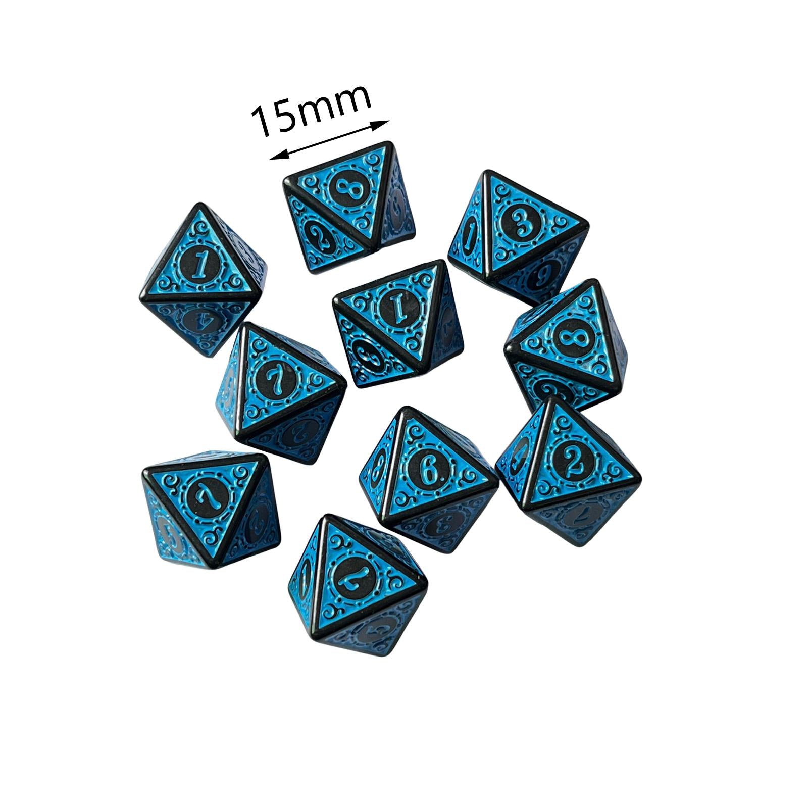 3x10Pcs 15mm Dices Acrylic Party Game Dices 8 Sided Dices Set for Party KTV Blue