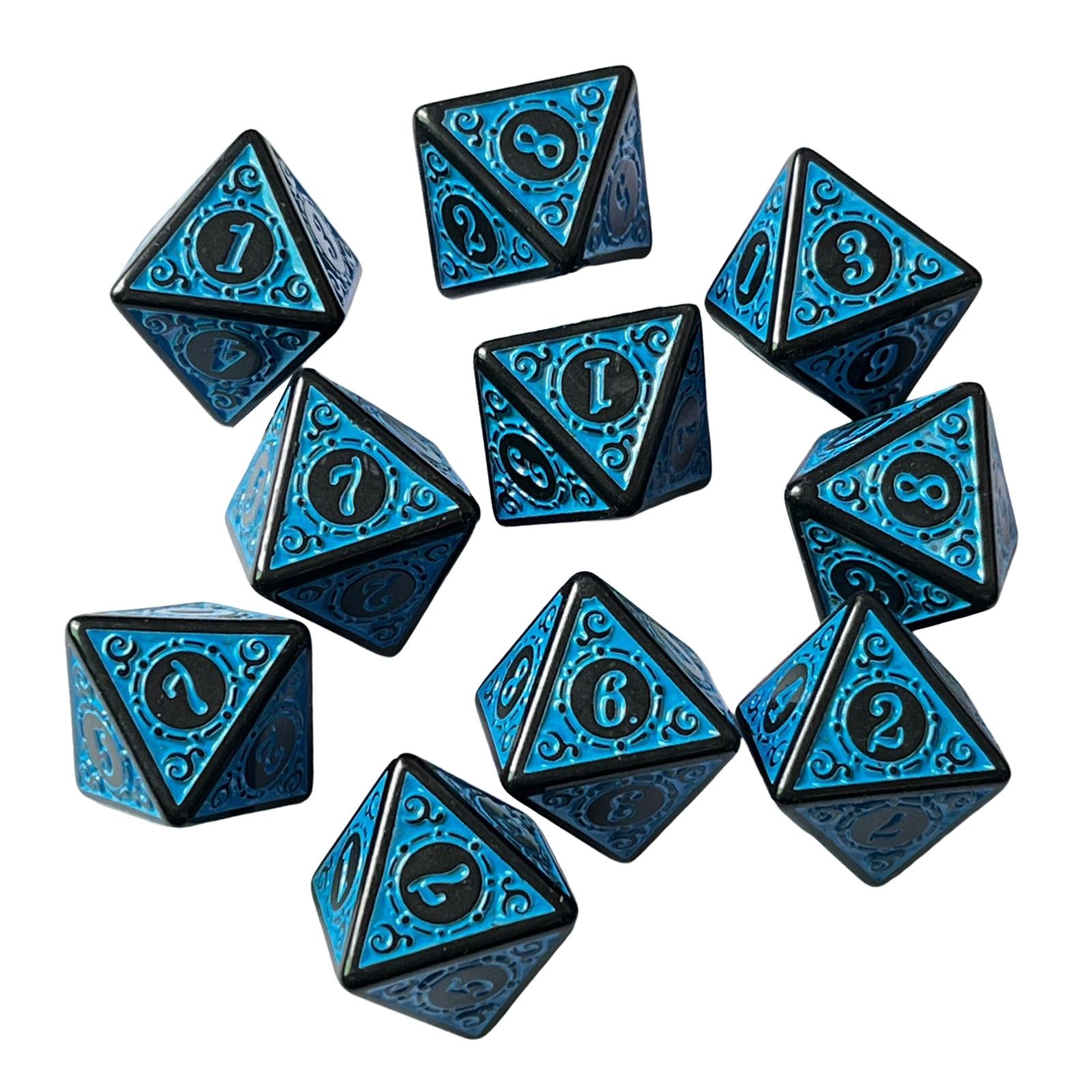2x10Pcs 15mm Dices Acrylic Party Game Dices 8 Sided Dices Set for Party KTV Blue