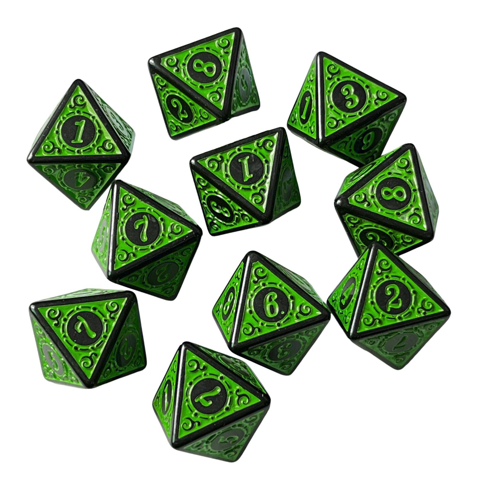3x10Pcs 15mm Dices Acrylic Party Game Dices 8 Sided Dices Set for Party KTV Green